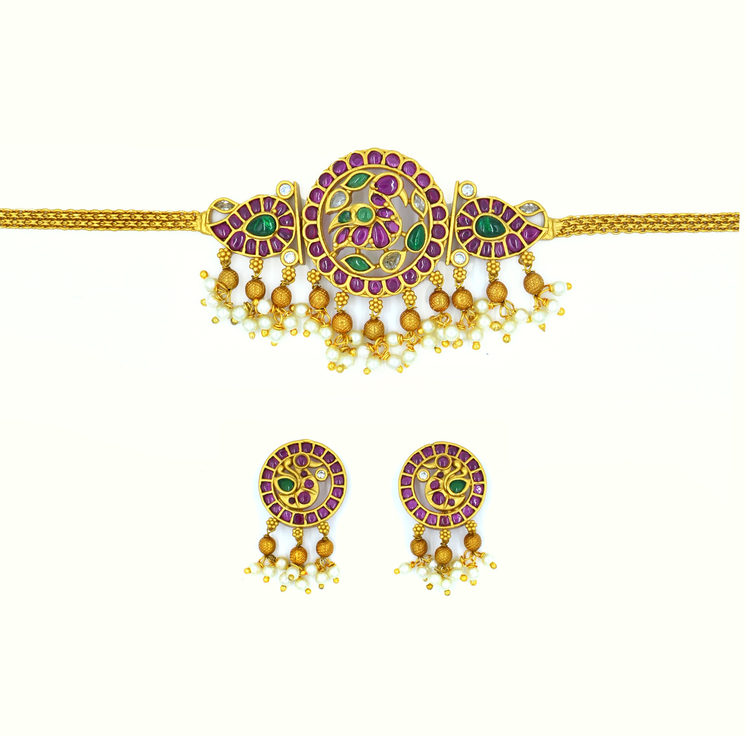 The Nila Gold Plated Traditional Kundan Chocker with Earrings
