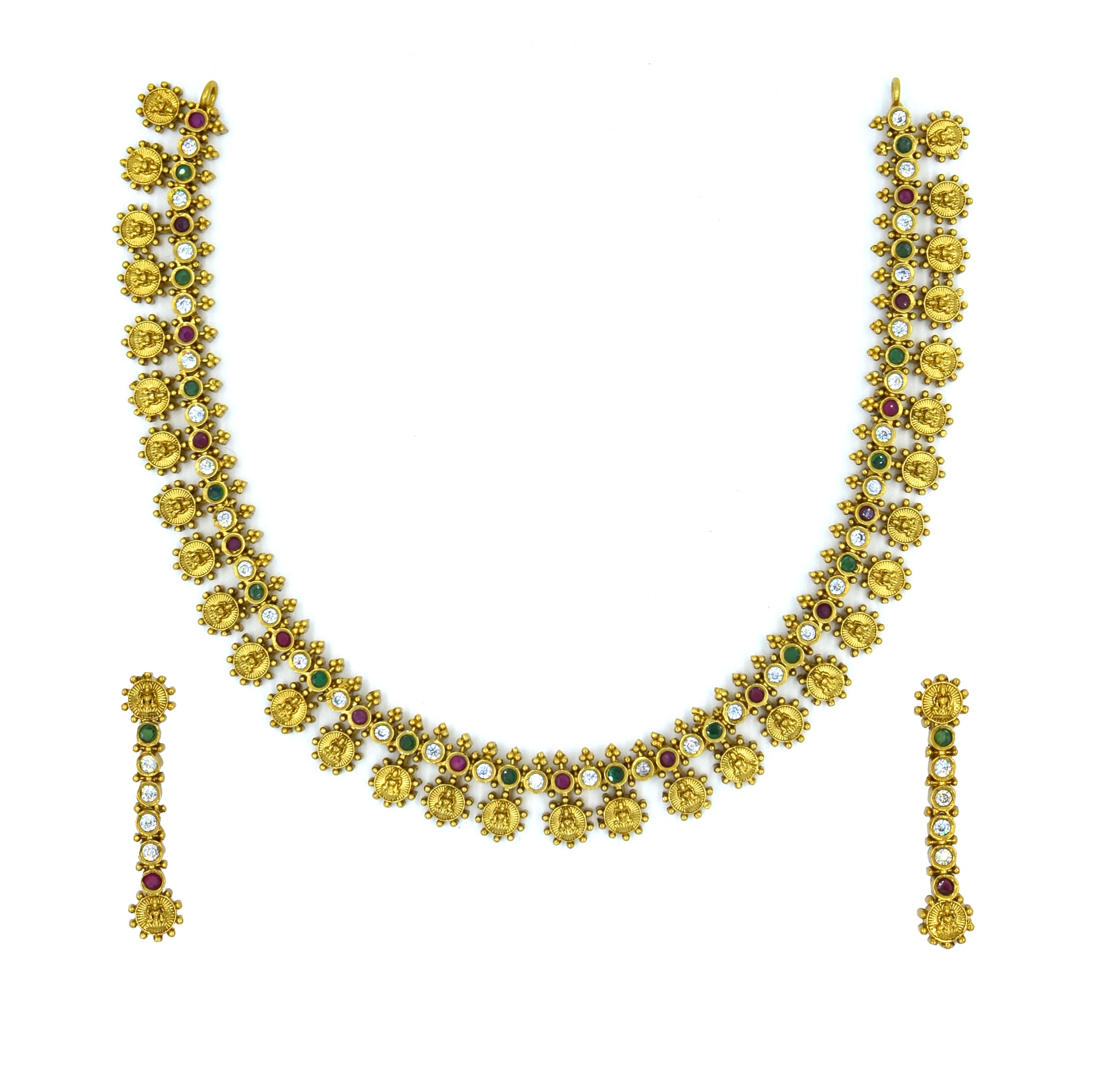 The Nila Gold Plated Traditional Coin Choker with Earrings
