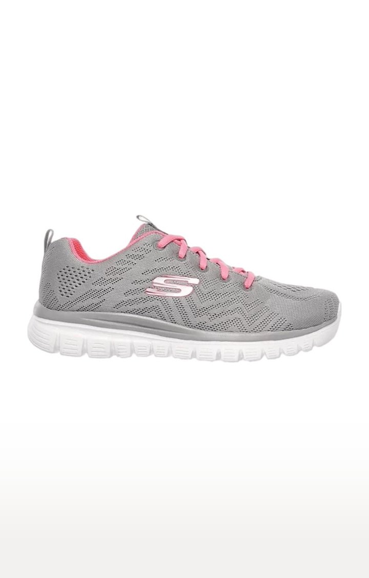 Skechers Women Graceful-Get Connected Gray/Coral Sports Shoe_12615-GYCL