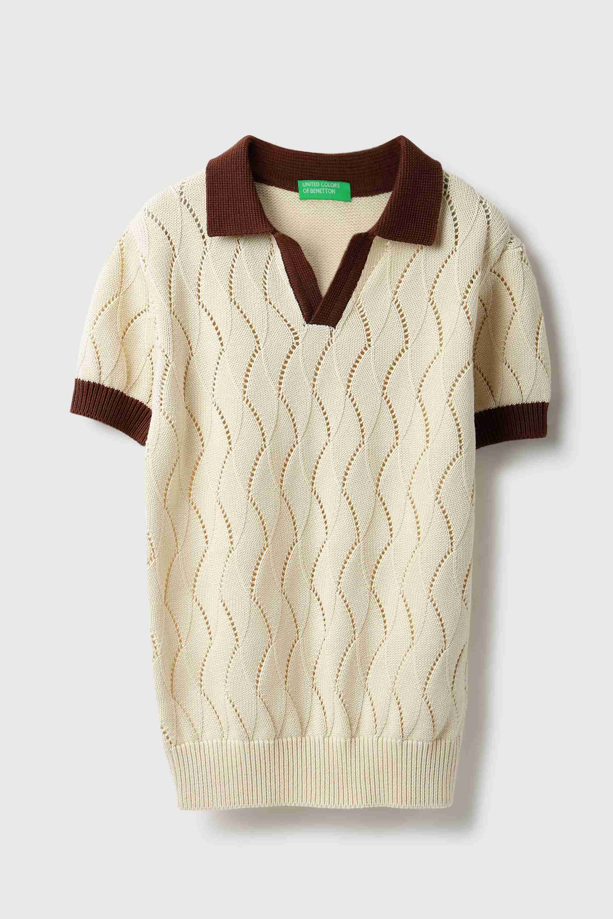 Textured Cotton Polo Boys Sweater