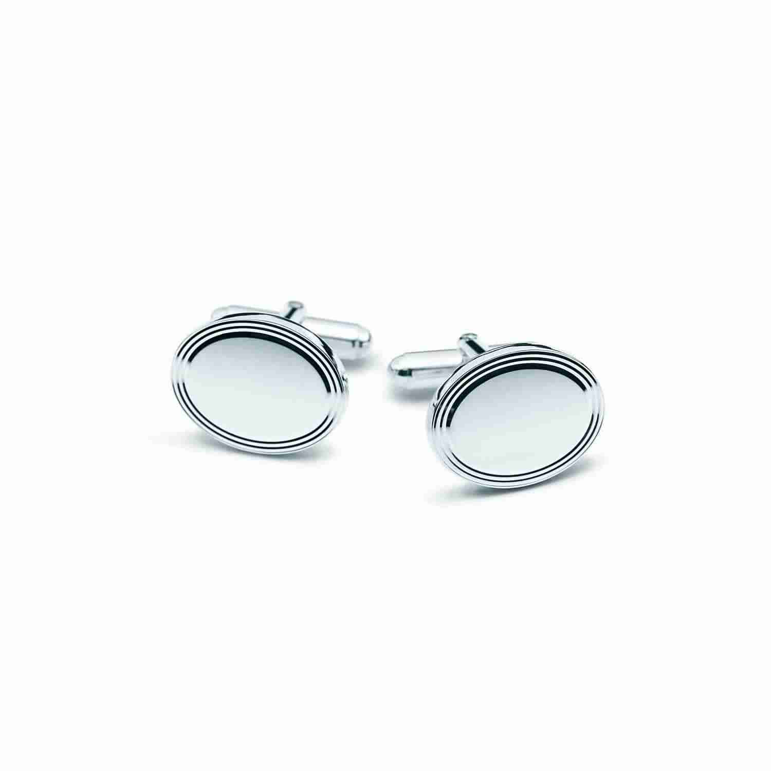 Sterling Silver Oval Engineturn Cufflinks