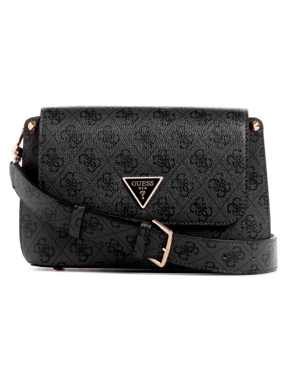 Guess Women Grey Printed Shoulder Bag with Magnetic Button Closure