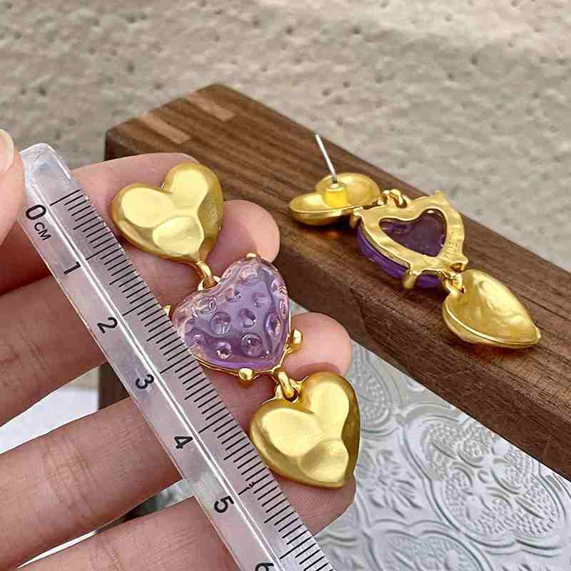 TRIPLE HEART HANGINGS PURPLE