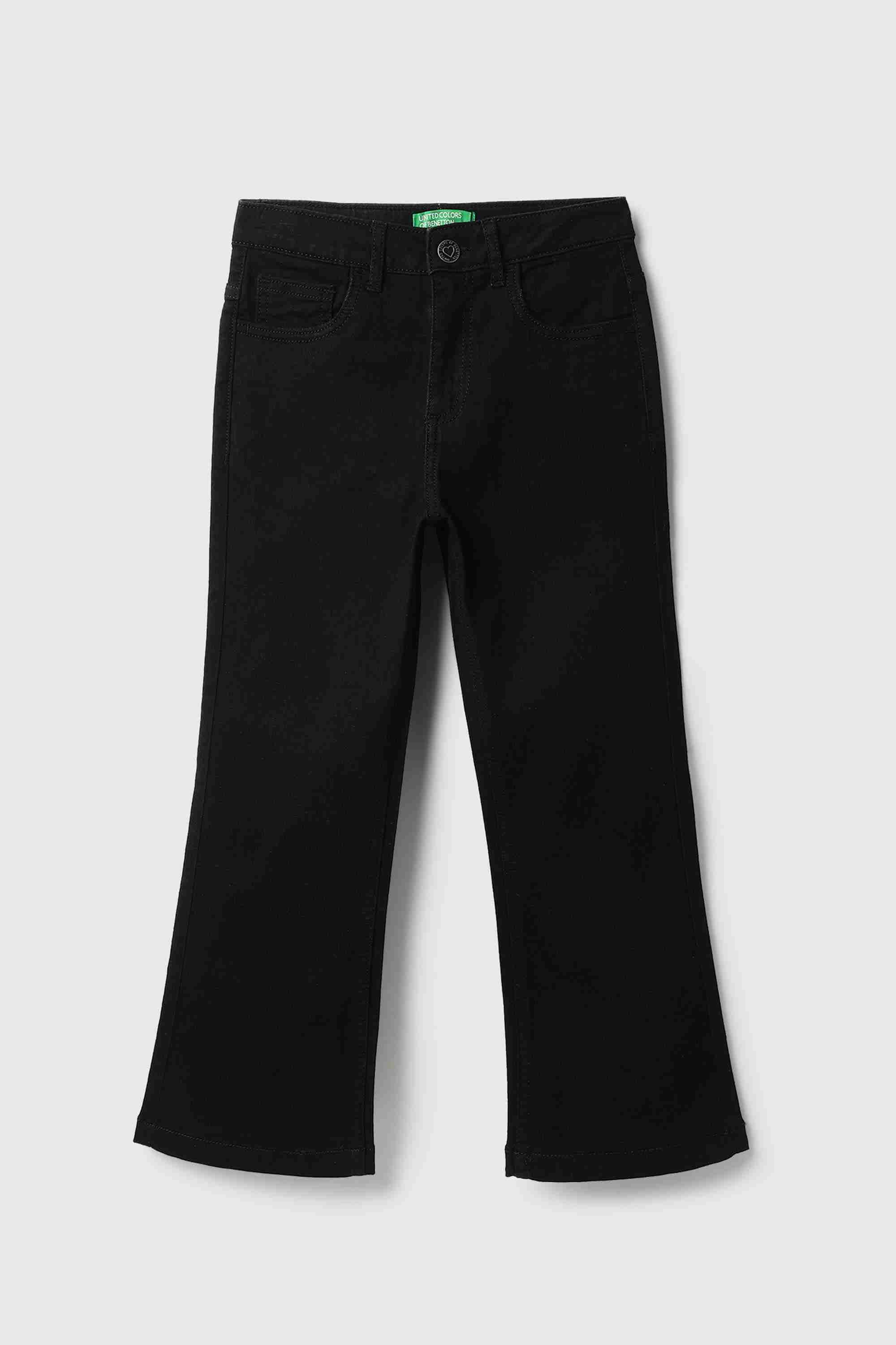 Solid Blended Fabric Regular Fit Girl's Jeans