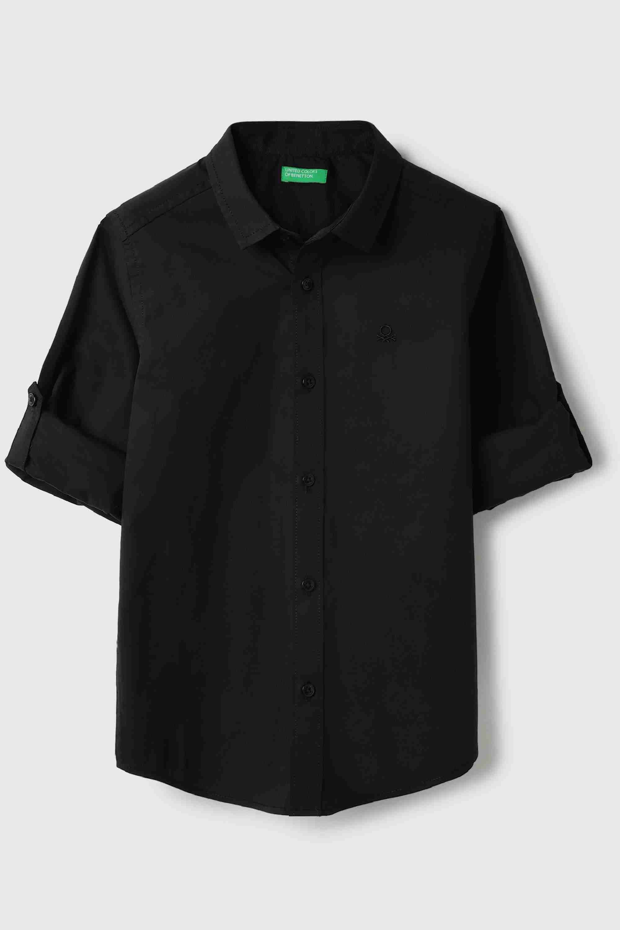 Solid Cotton Collared Boy's Shirt