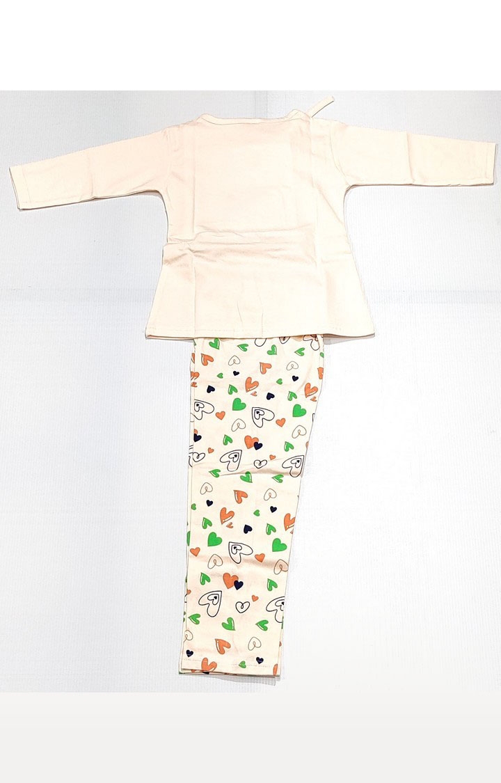 AAAKAR | Girl's Peach Stylish Graphic Printed Cotton Blend Nightsuit Set 1