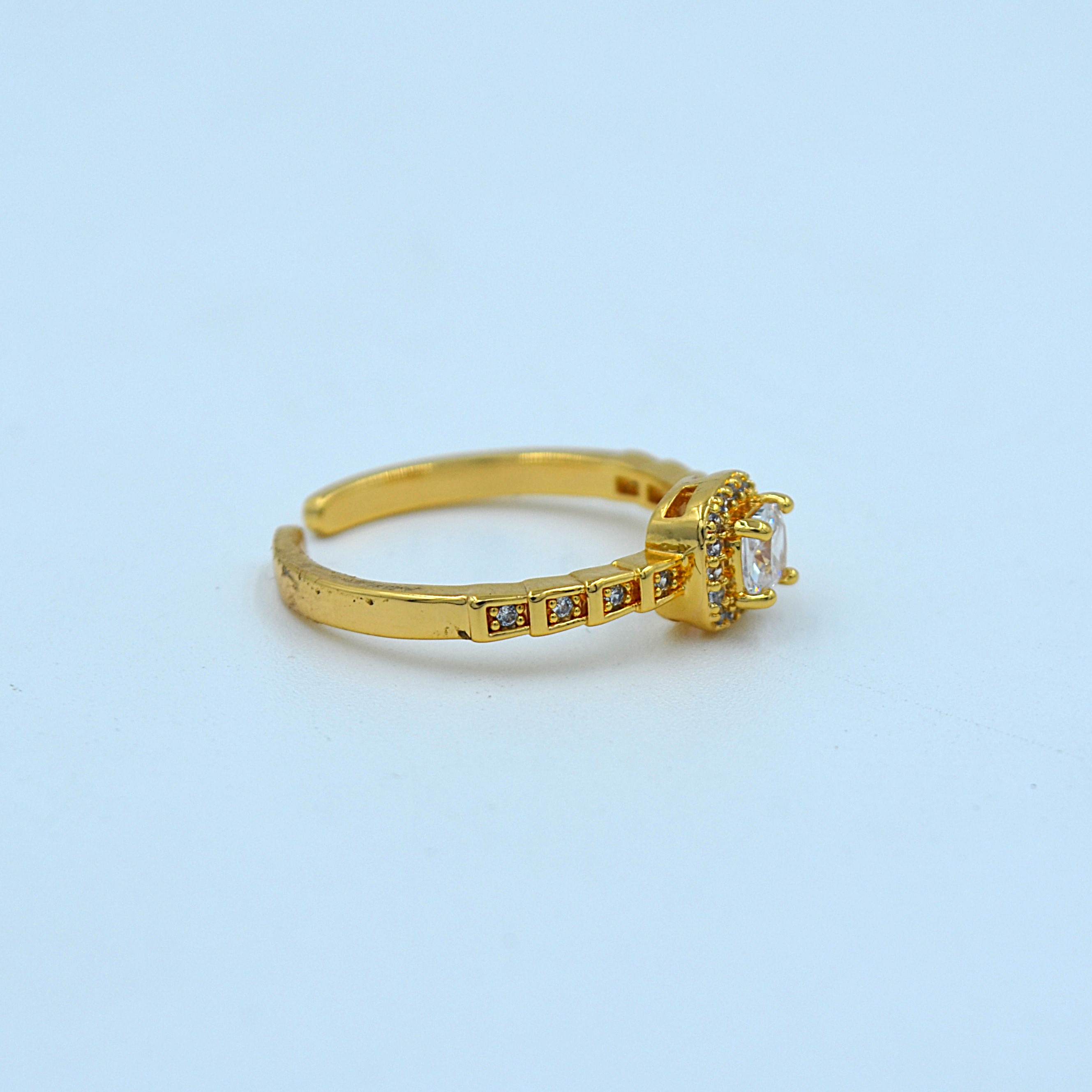 The Nila Gold Plated Solitaire American Diamond Ring