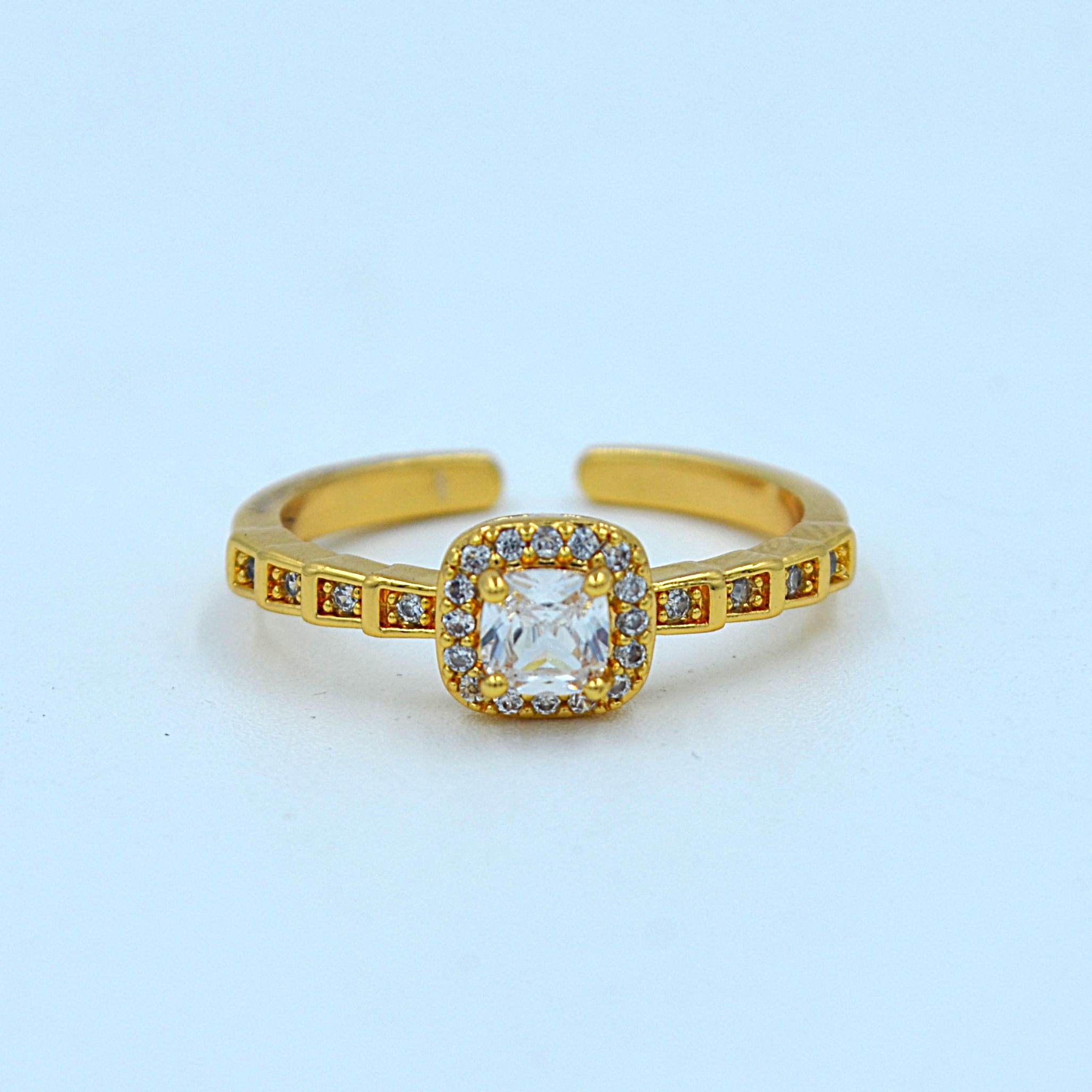 The Nila Gold Plated Solitaire American Diamond Ring