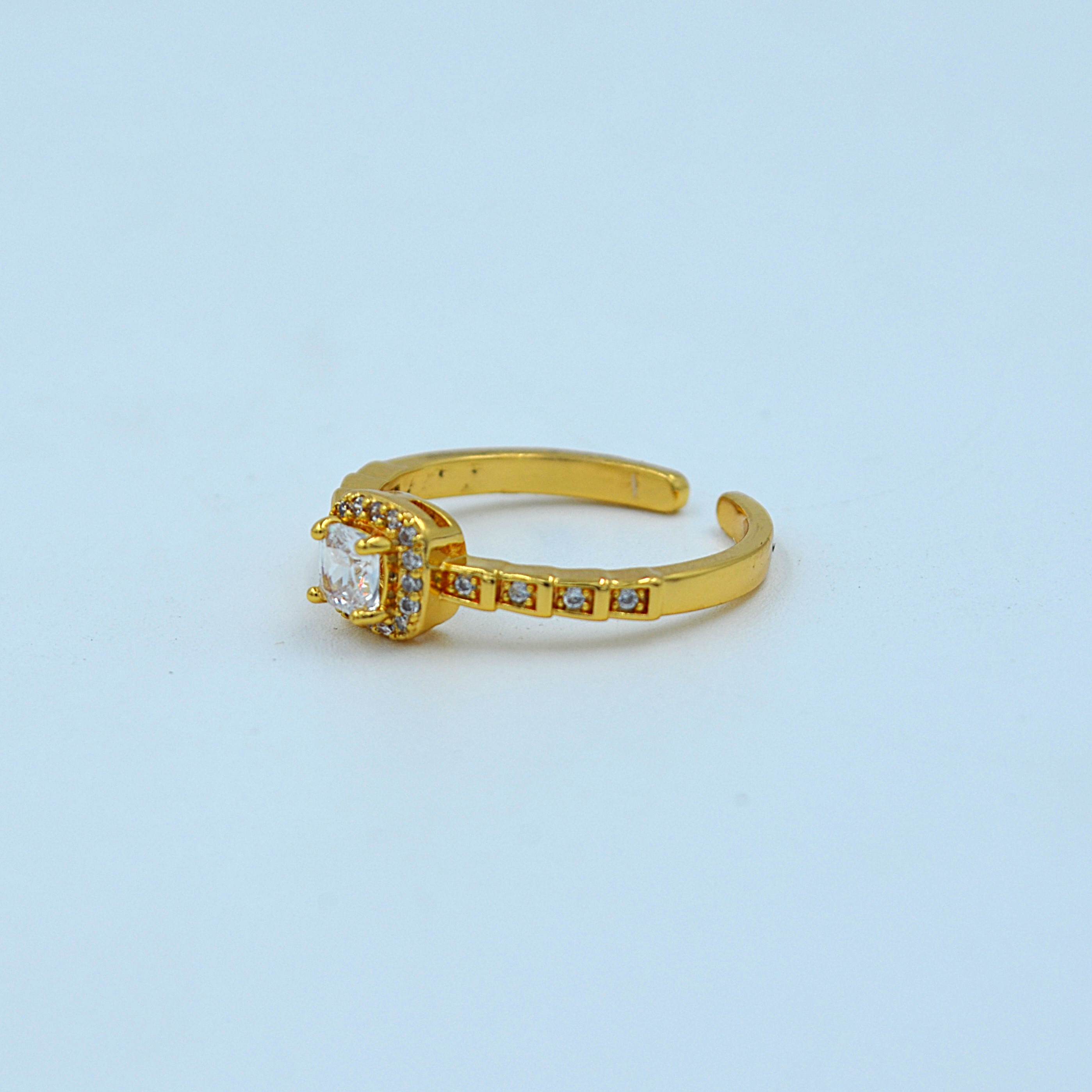 The Nila Gold Plated Solitaire American Diamond Ring