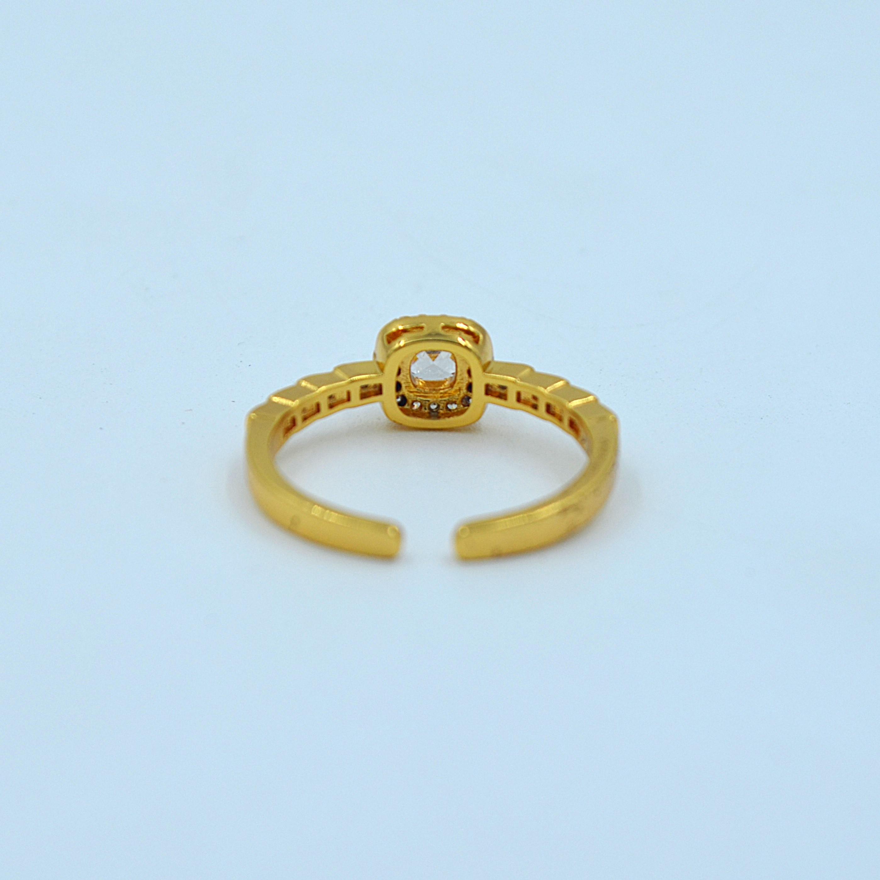 The Nila Gold Plated Solitaire American Diamond Ring