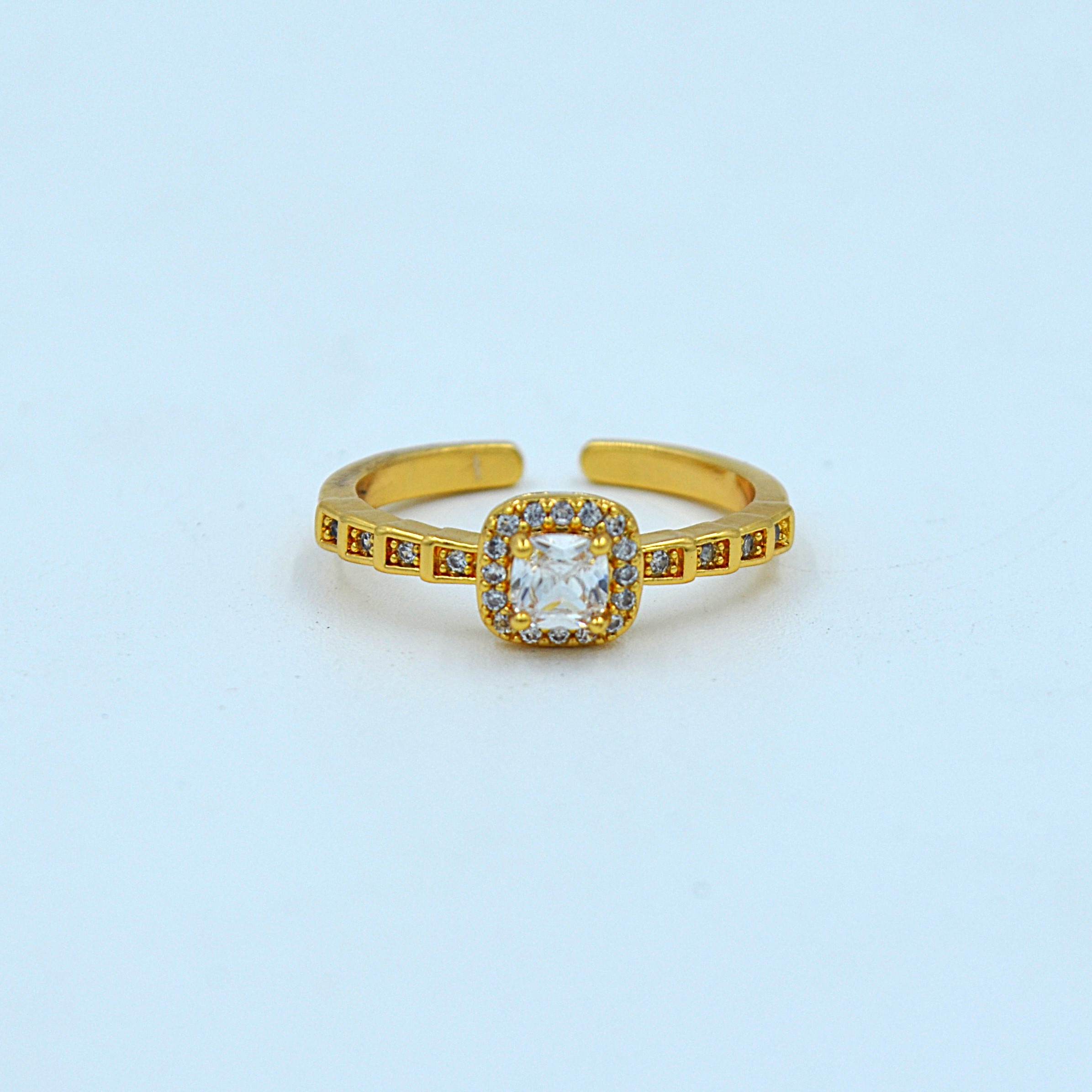 The Nila Gold Plated Solitaire American Diamond Ring
