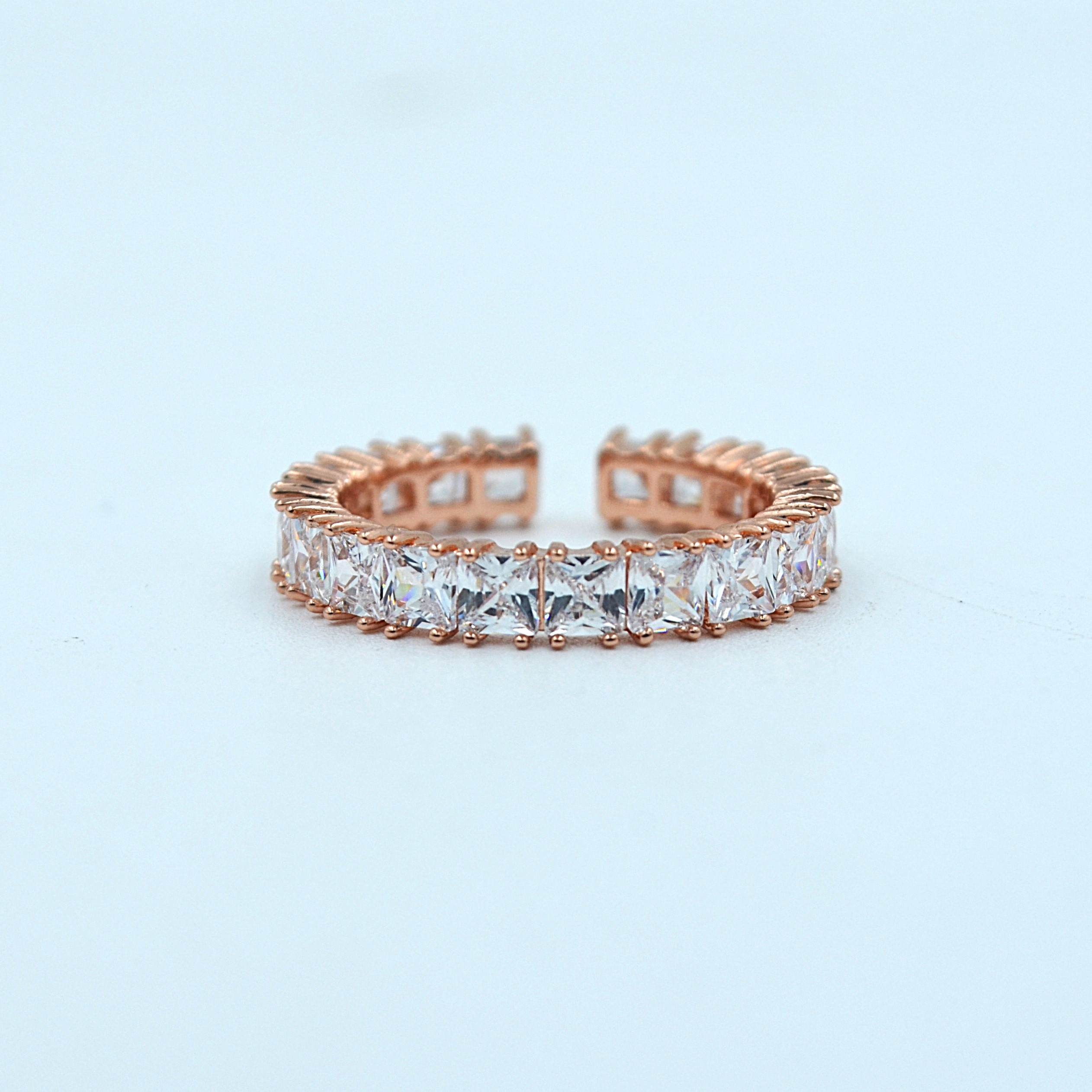 The Nila Rose Gold Crystal Studded Adjustable Ring