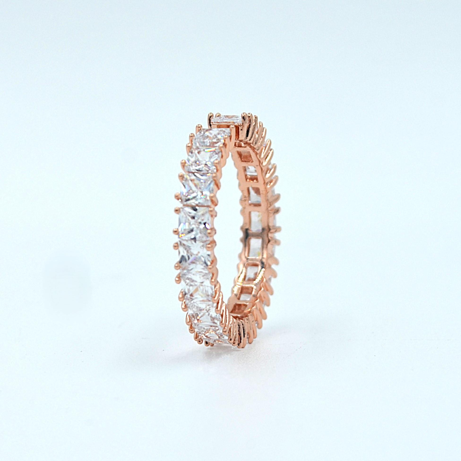 The Nila Rose Gold Crystal Studded Adjustable Ring