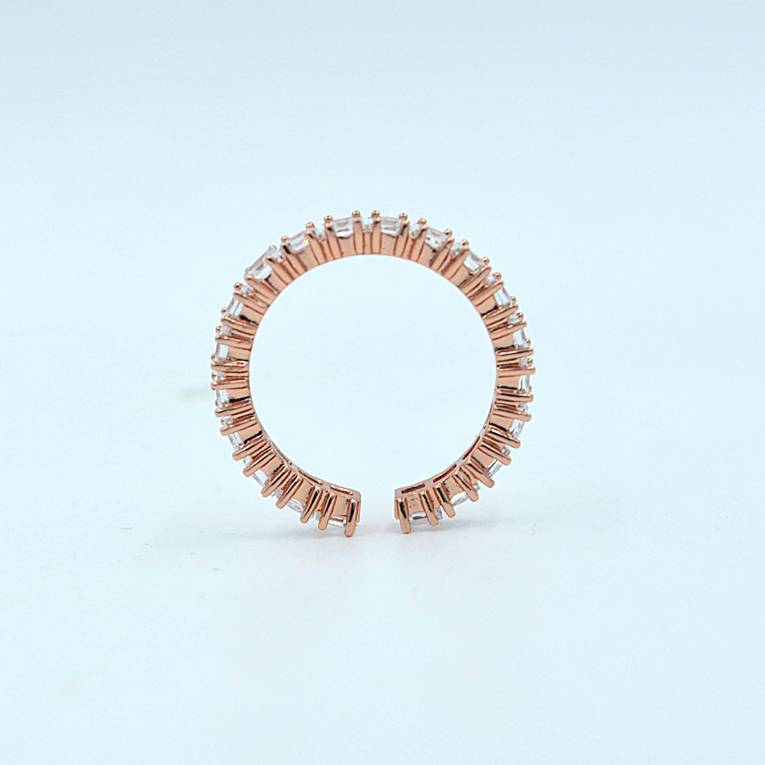The Nila Rose Gold Crystal Studded Adjustable Ring