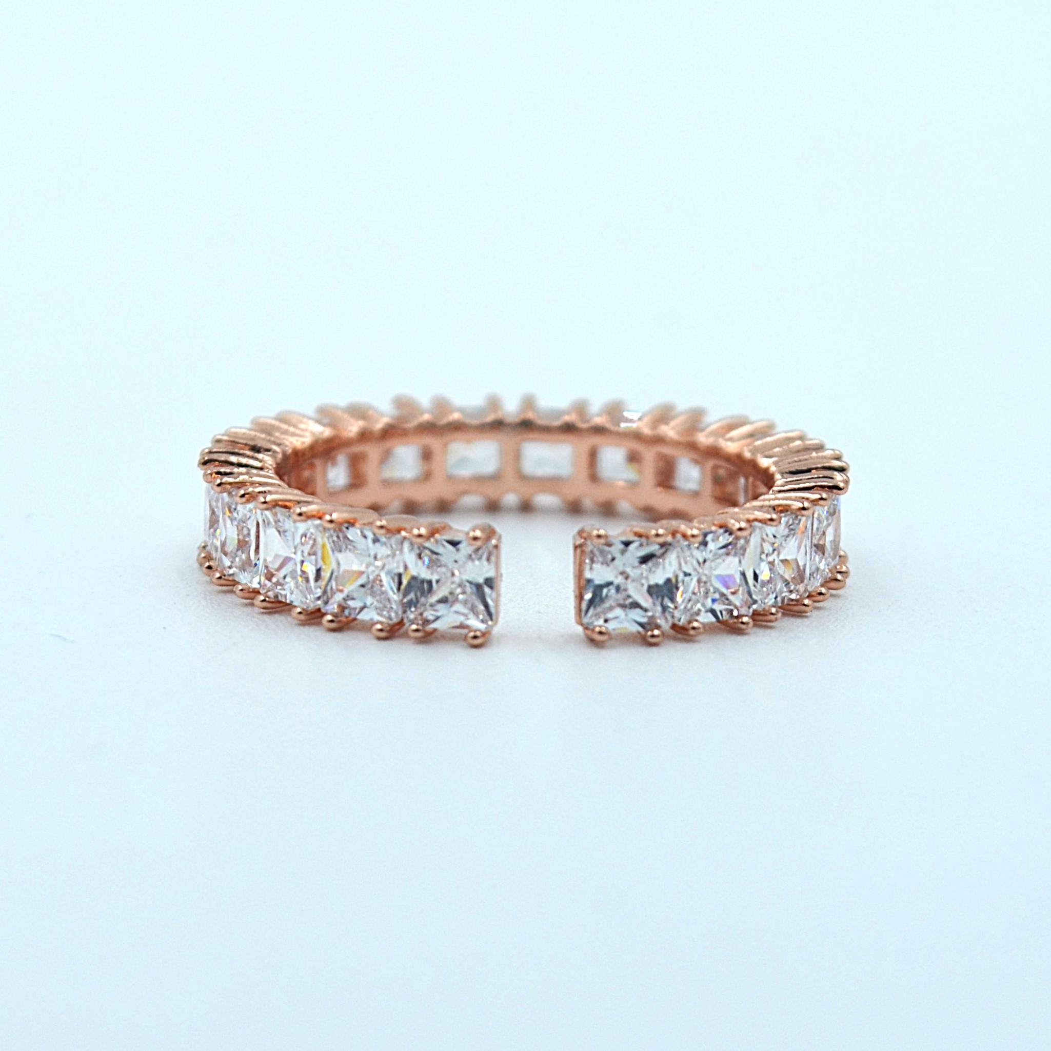 The Nila Rose Gold Crystal Studded Adjustable Ring