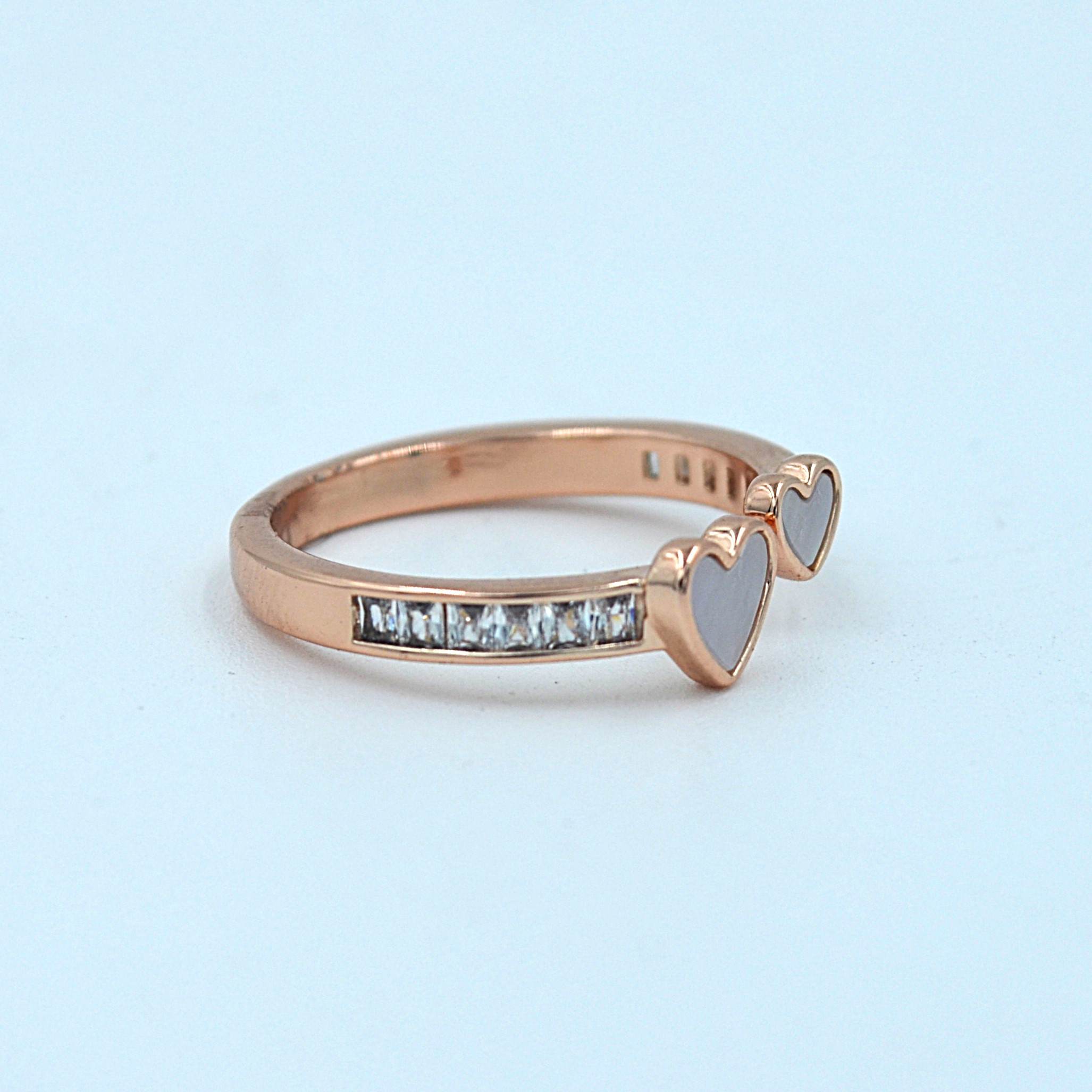 The Nila Rose Gold Heart Shaped Crystal Ring