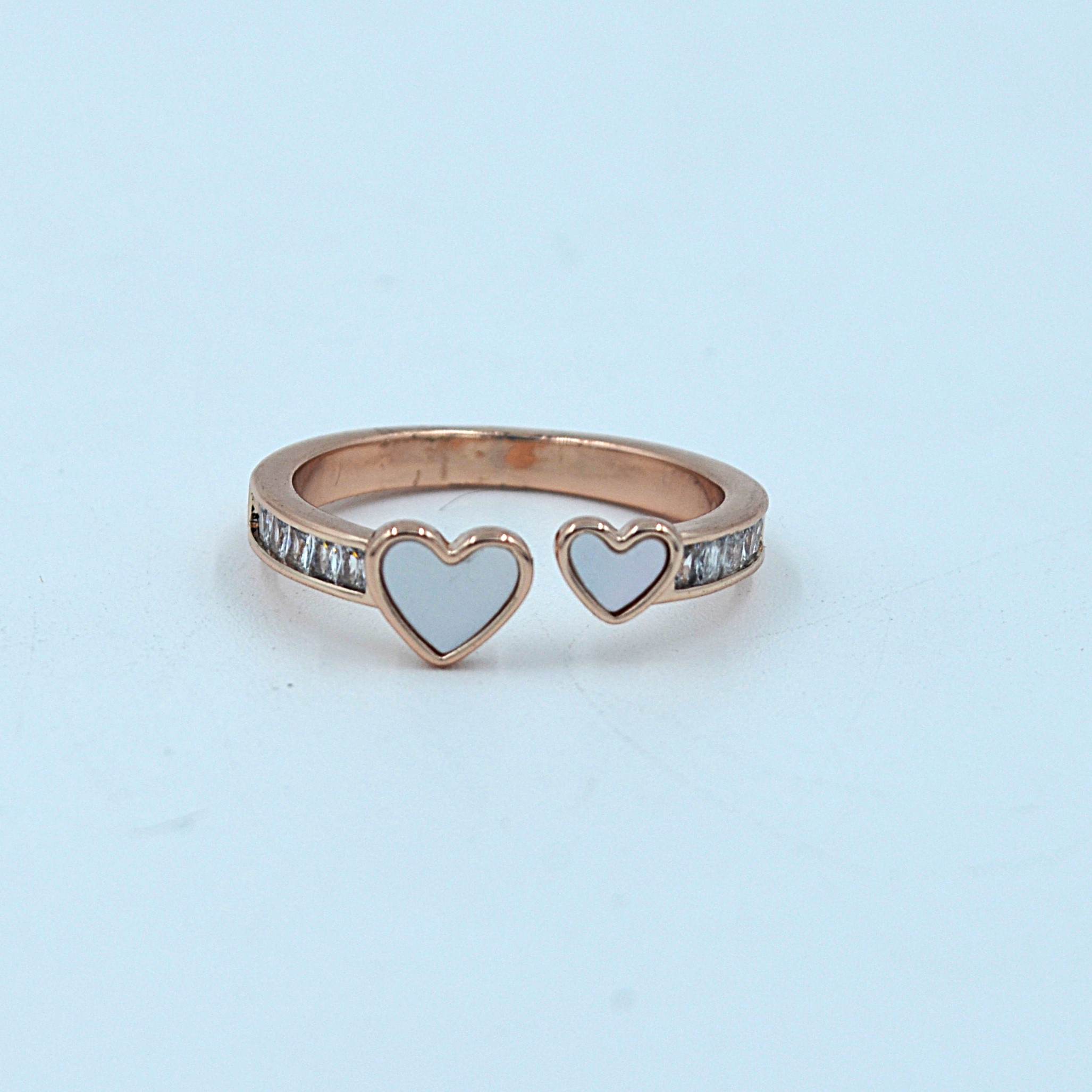 The Nila Rose Gold Heart Shaped Crystal Ring