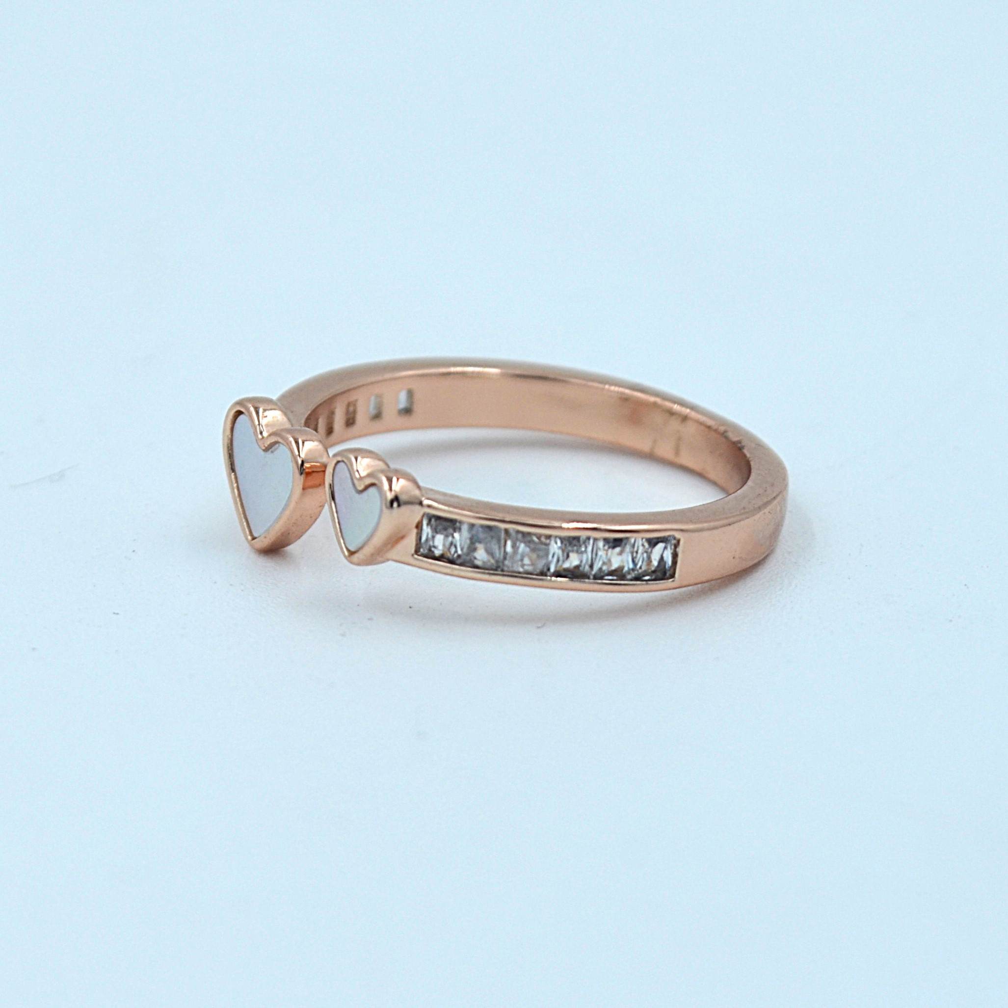 The Nila Rose Gold Heart Shaped Crystal Ring