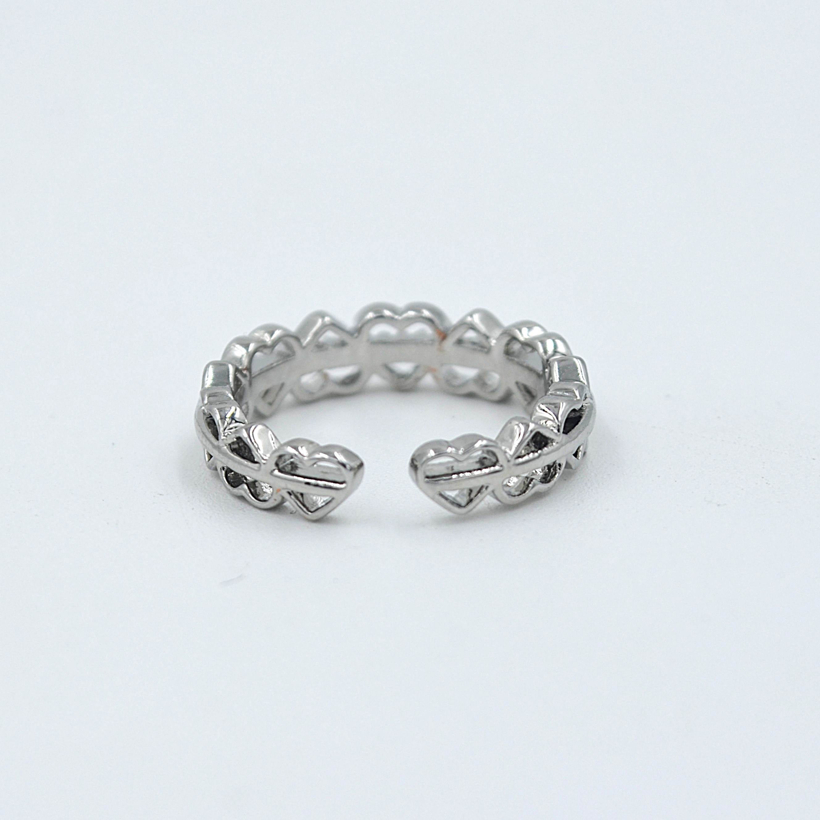 The Nila Silver Plated Heart Shaped Adjustable Ring