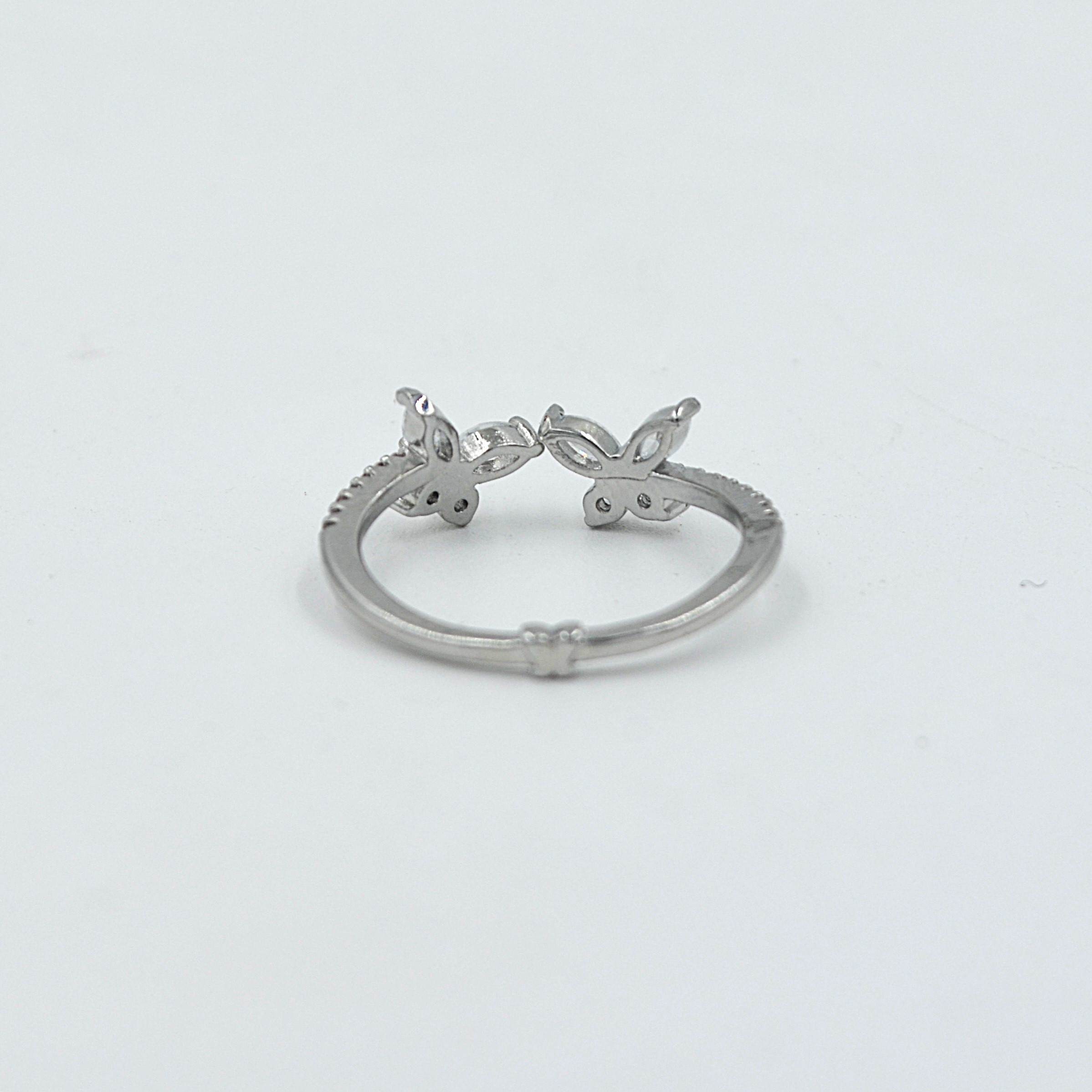 The Nila Silver Plated Butterfly Design Crystal Ring