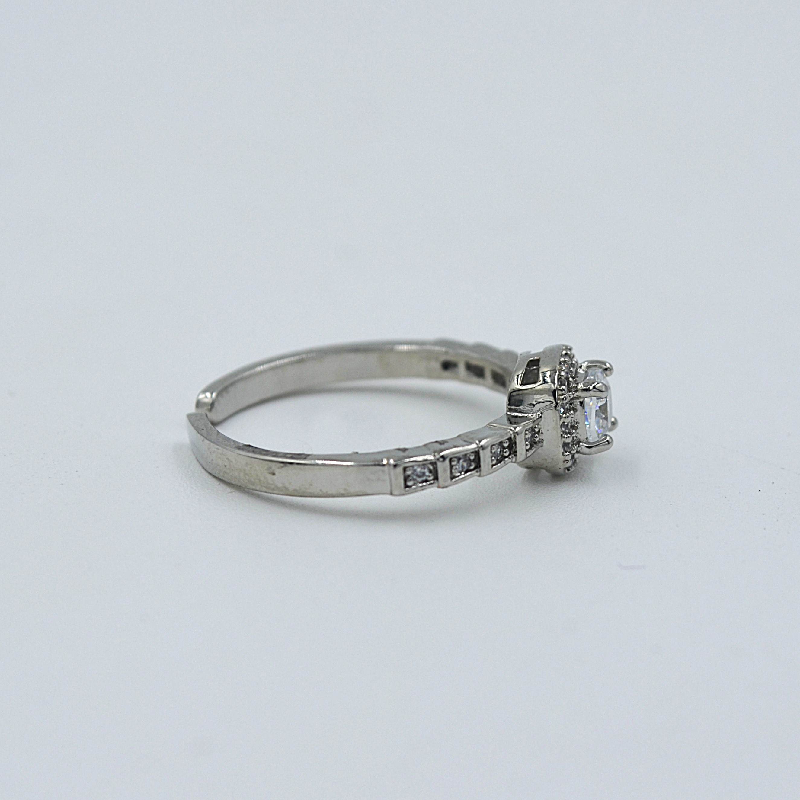 The Nila Silver Plated Solitaire American Diamond Ring
