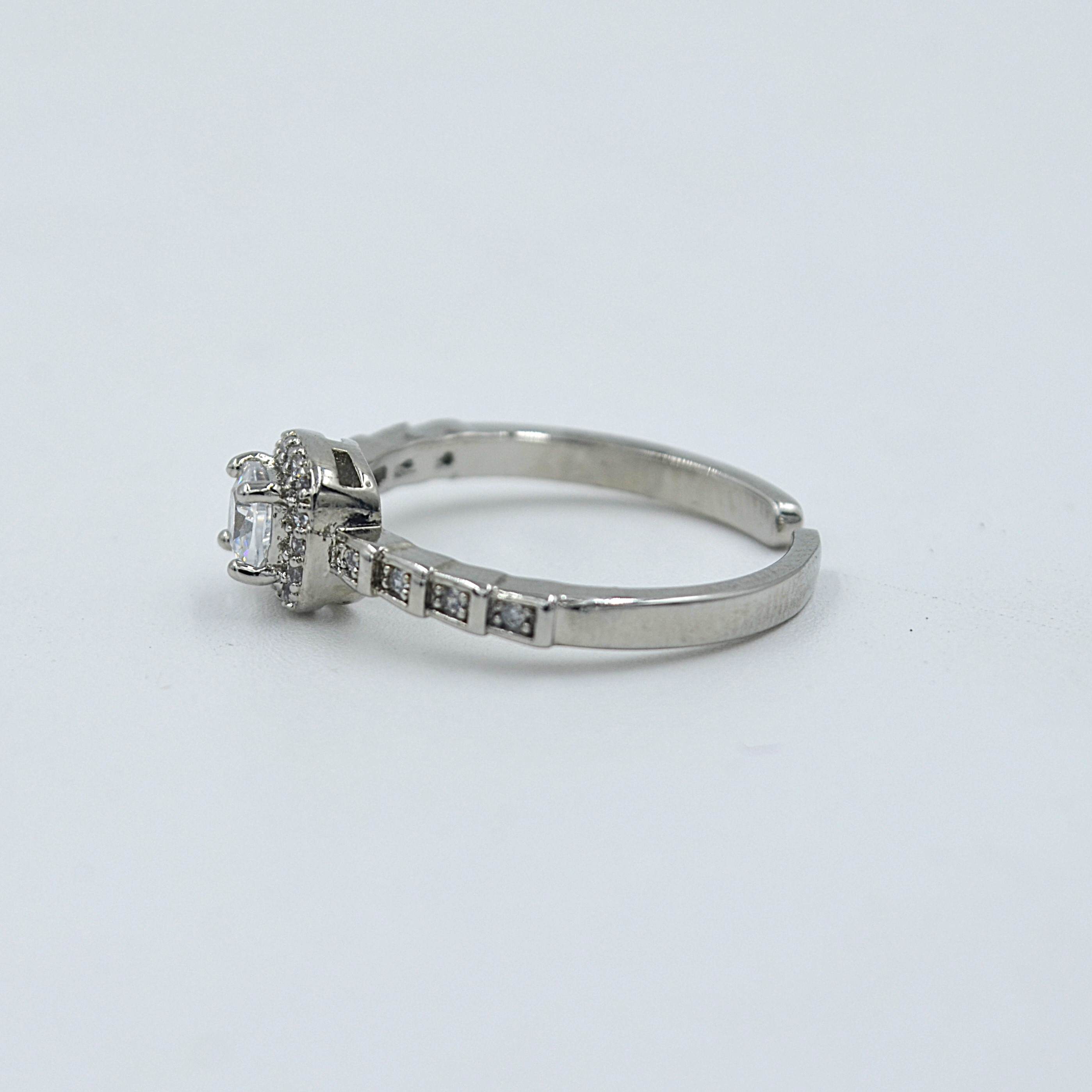 The Nila Silver Plated Solitaire American Diamond Ring