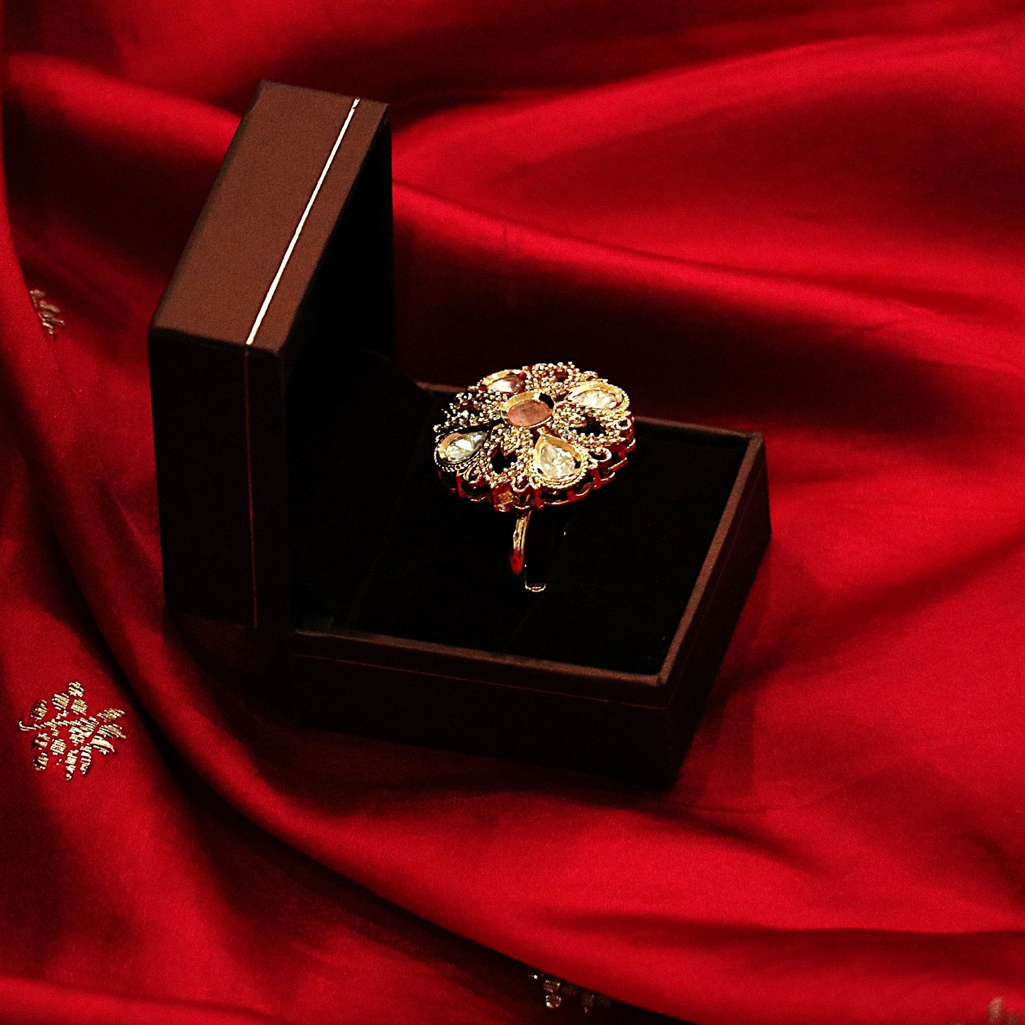 The Nila Gold Plated Designer Finger Ring