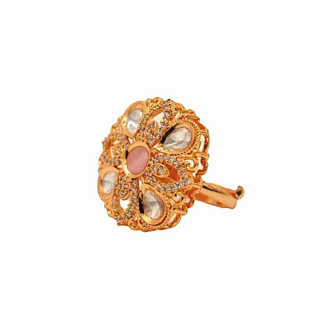 The Nila Gold Plated Designer Finger Ring