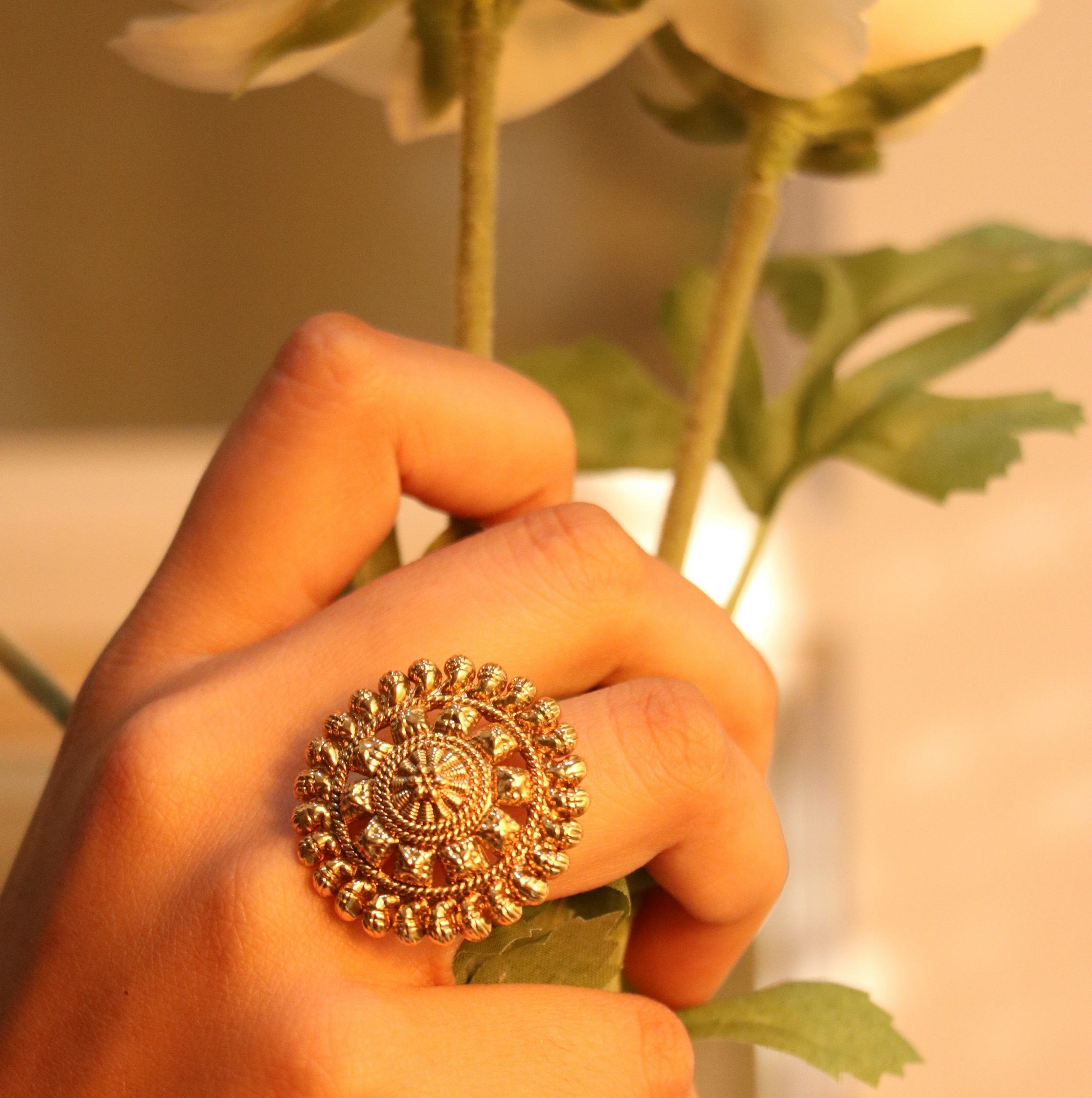 The Nila Gold Plated Antique Finger Ring