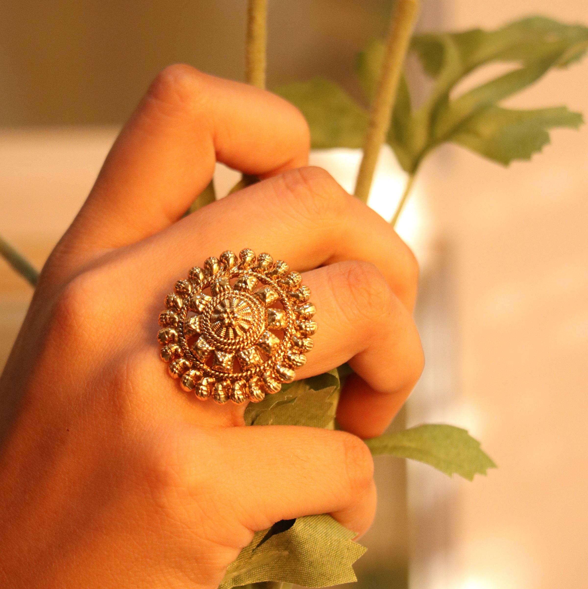 The Nila Gold Plated Antique Finger Ring