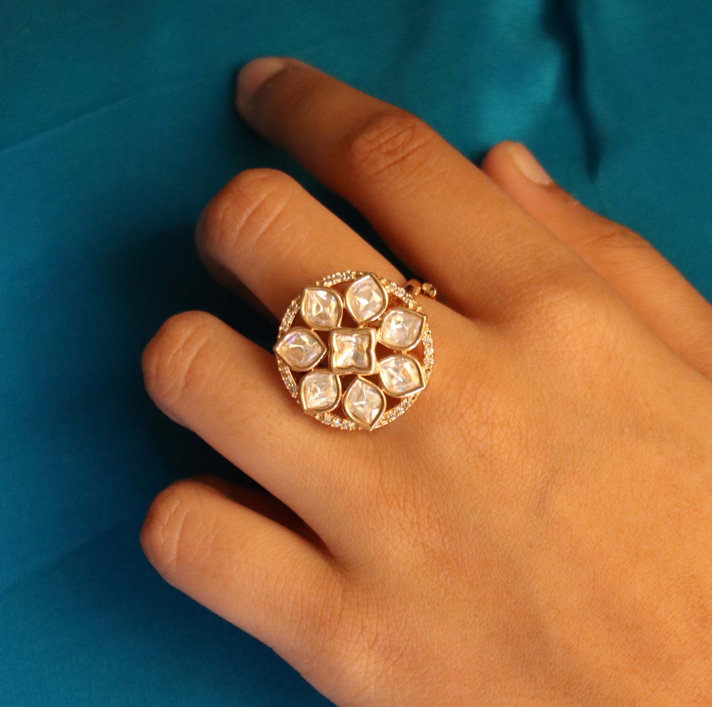 The Nila Gold Plated Designer Finger Ring