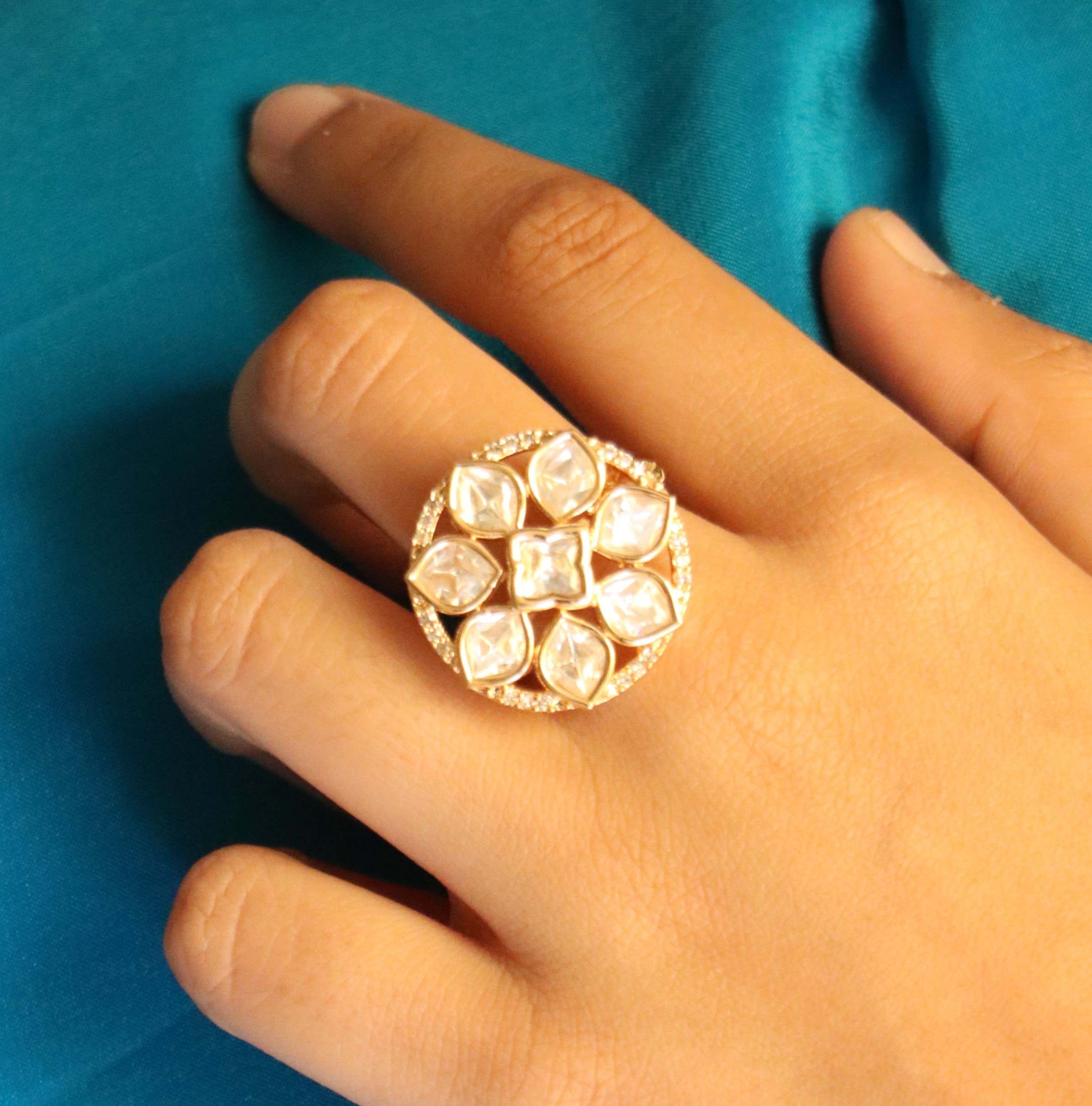 The Nila Gold Plated Designer Finger Ring