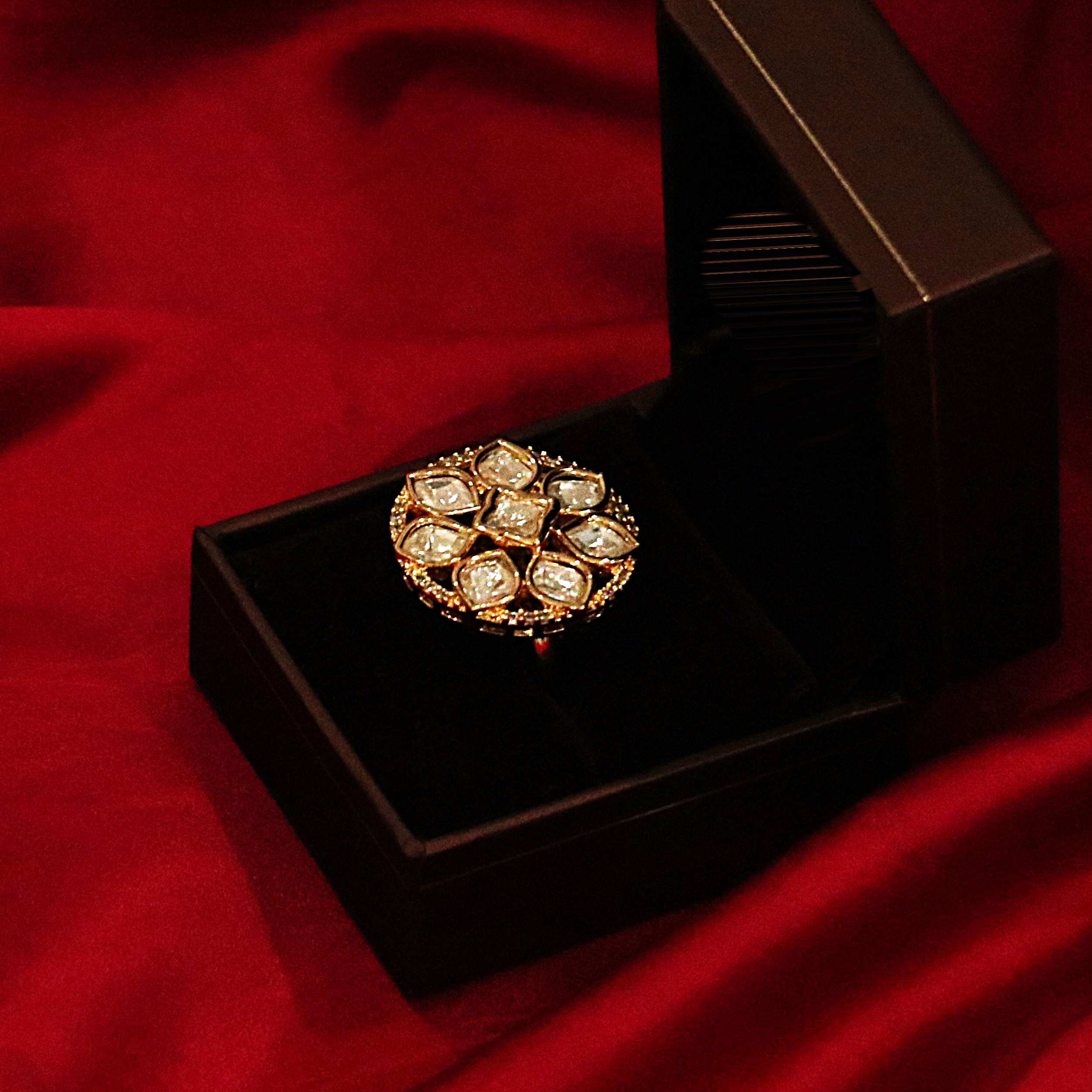 The Nila Gold Plated Designer Finger Ring