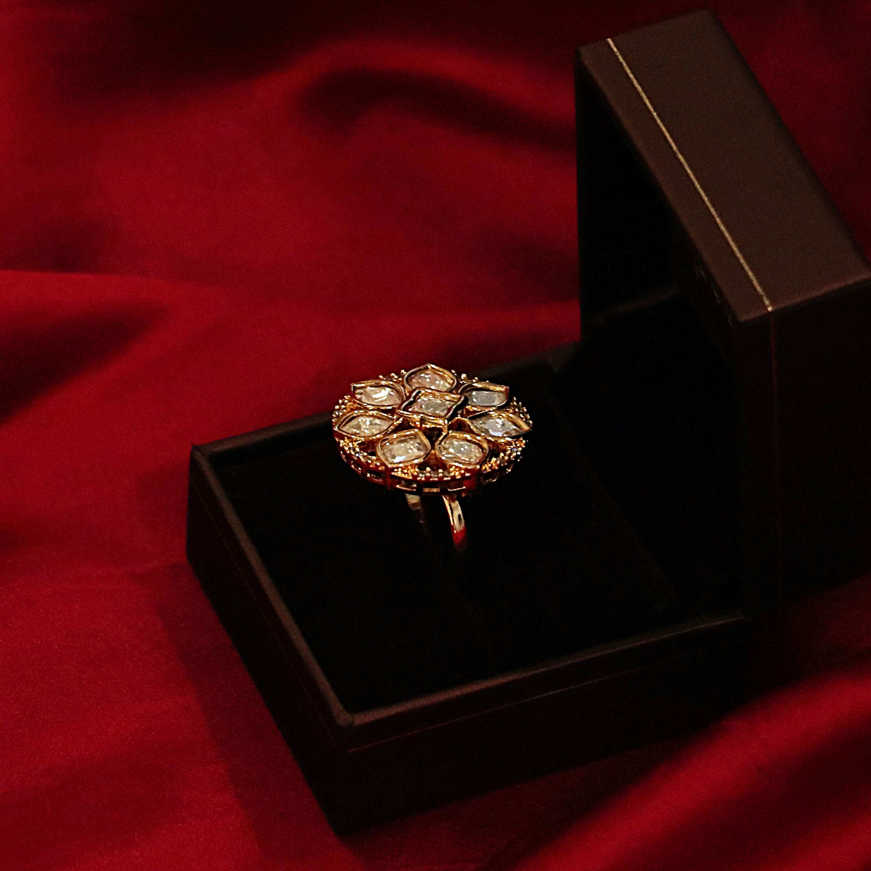 The Nila Gold Plated Designer Finger Ring