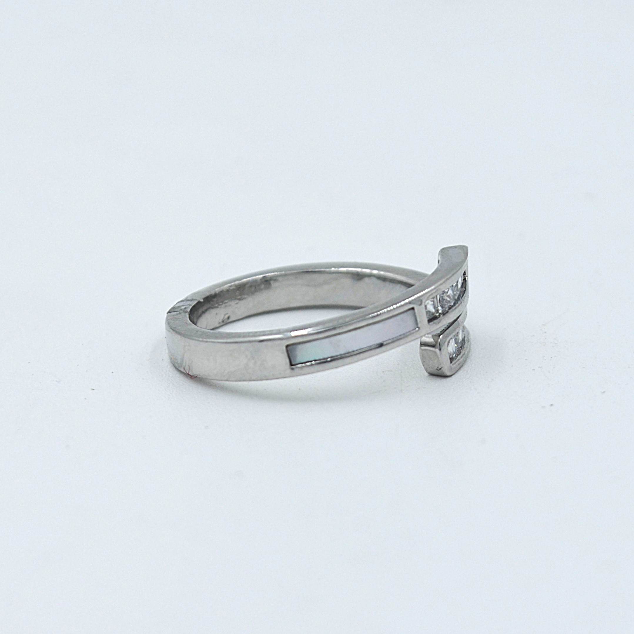 The Nila Silver Plated Adjustable Crystal Ring