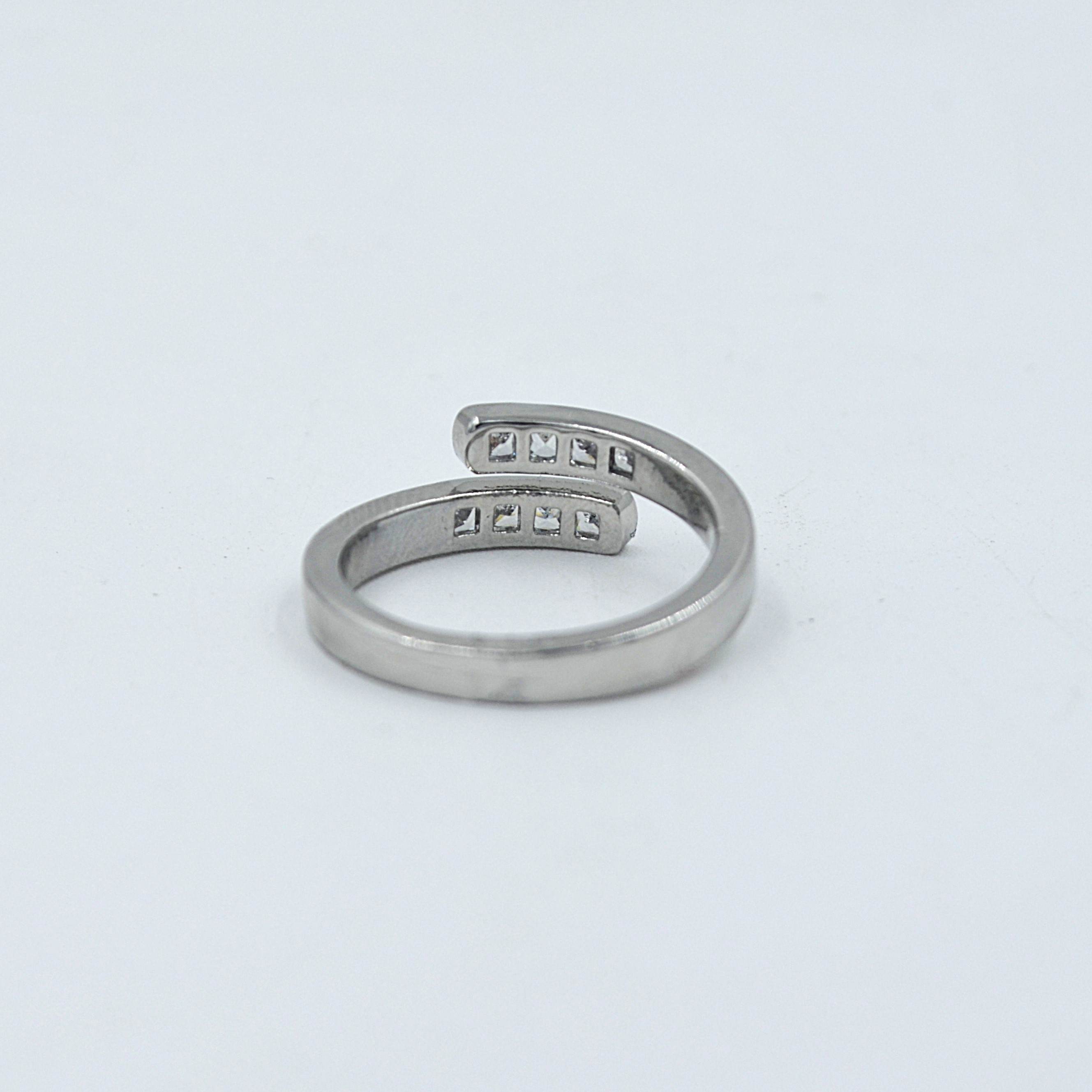 The Nila Silver Plated Adjustable Crystal Ring