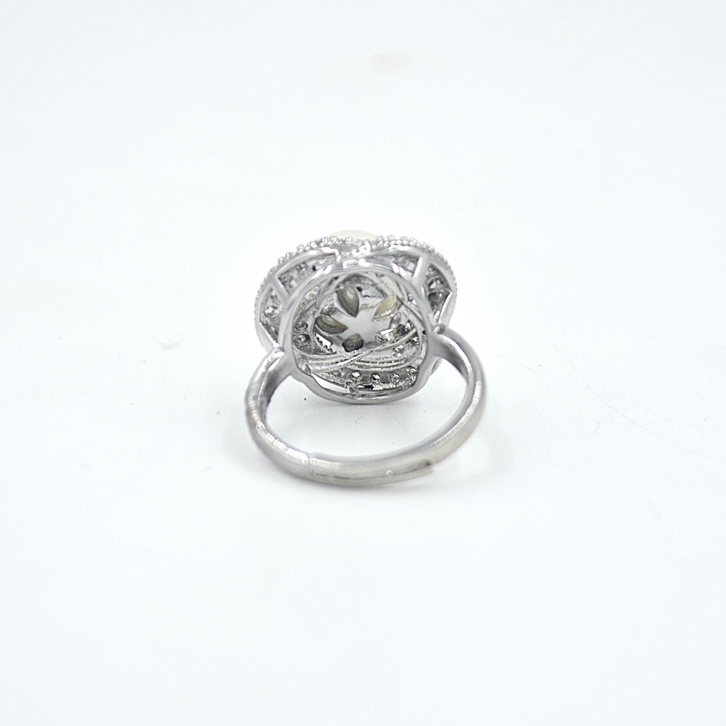 The Nila Silver Plated Crystal with Pearl Ring
