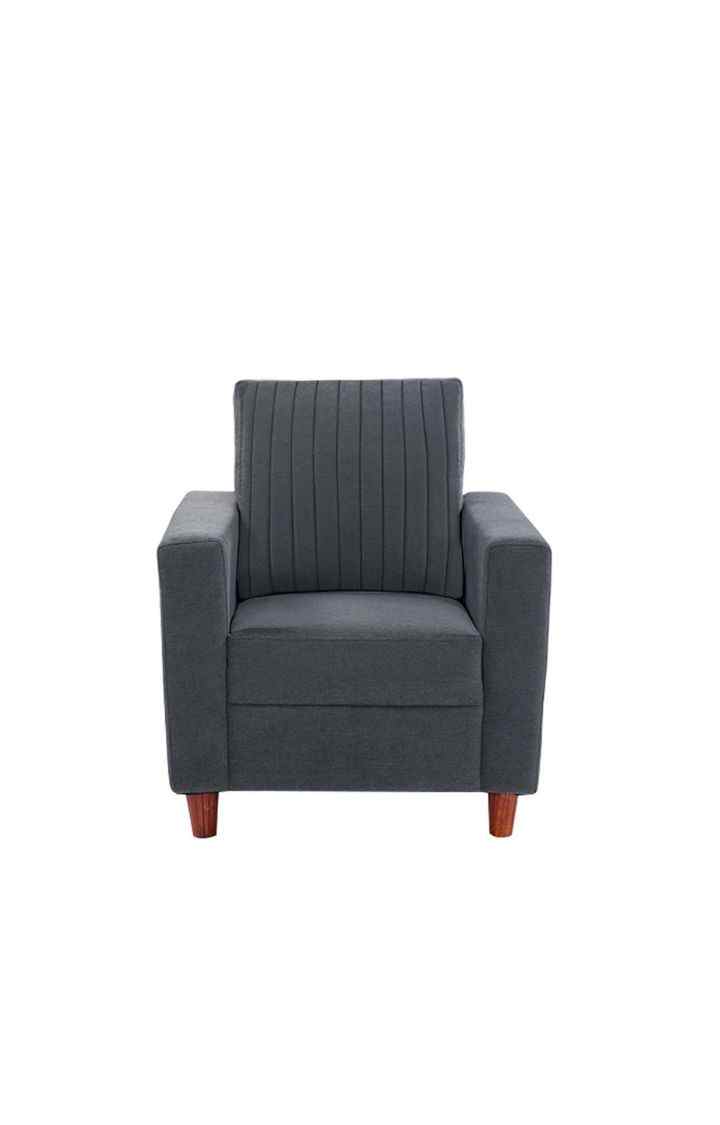 neudot Roman Sofa for Living Room |1 Person Sofa|Premium Fabric with Cushioned Armrest | Solid Wood Frame|1 Seater in Graphite Grey Color