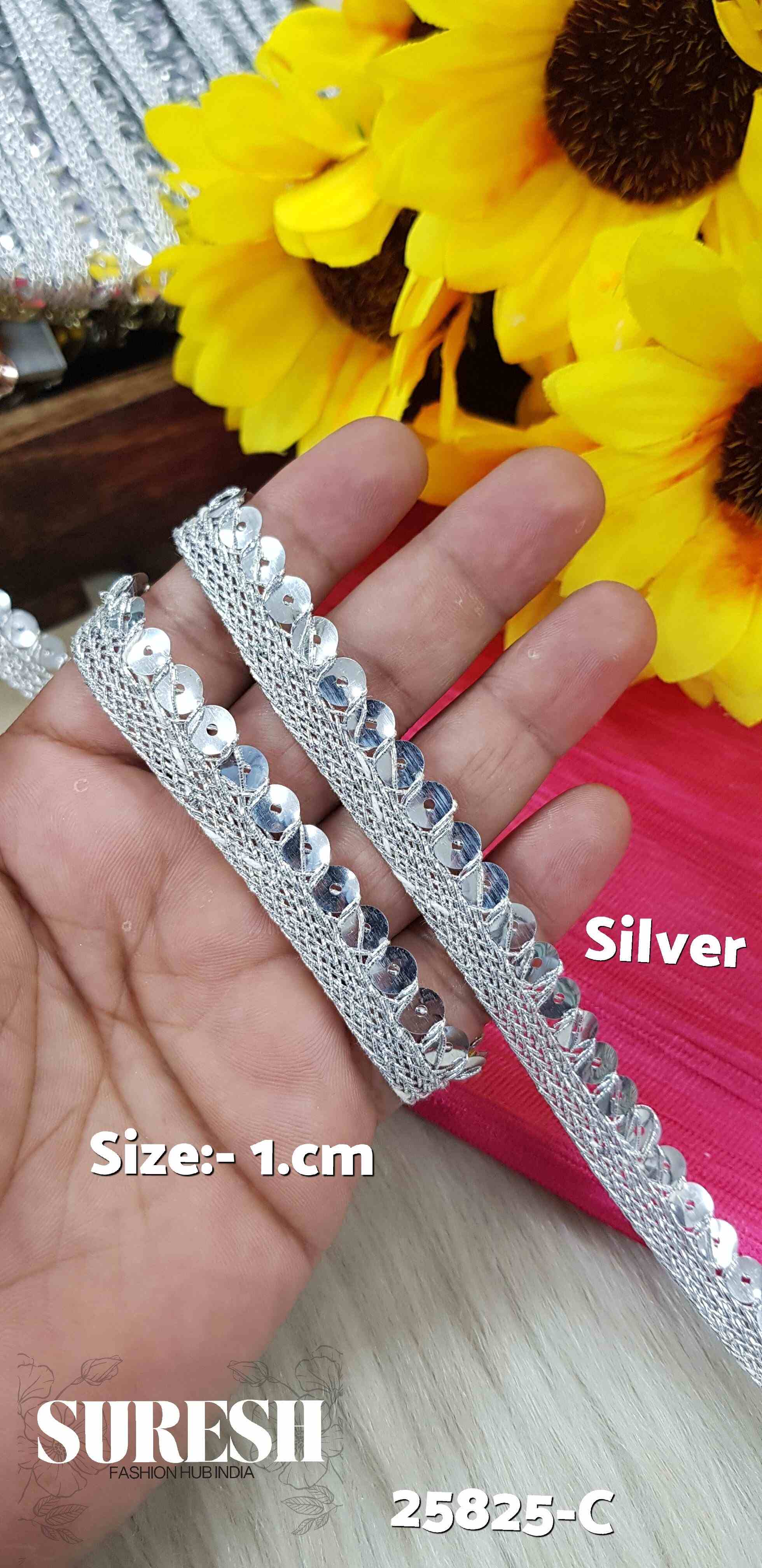Silver Sequin Jhalar Lace – 18 Meters