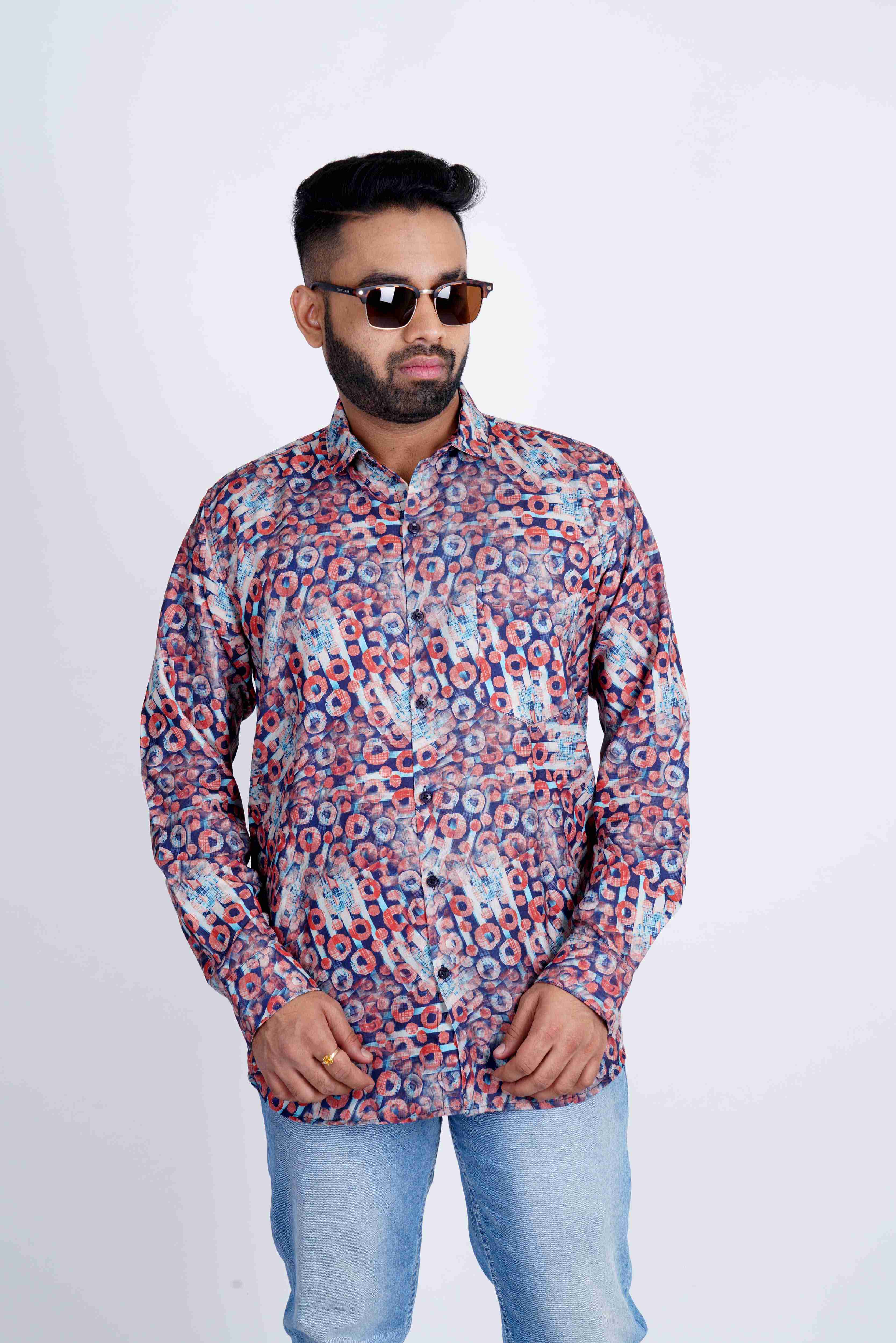 Red Donut Abstract Hawaiin Print Shirt