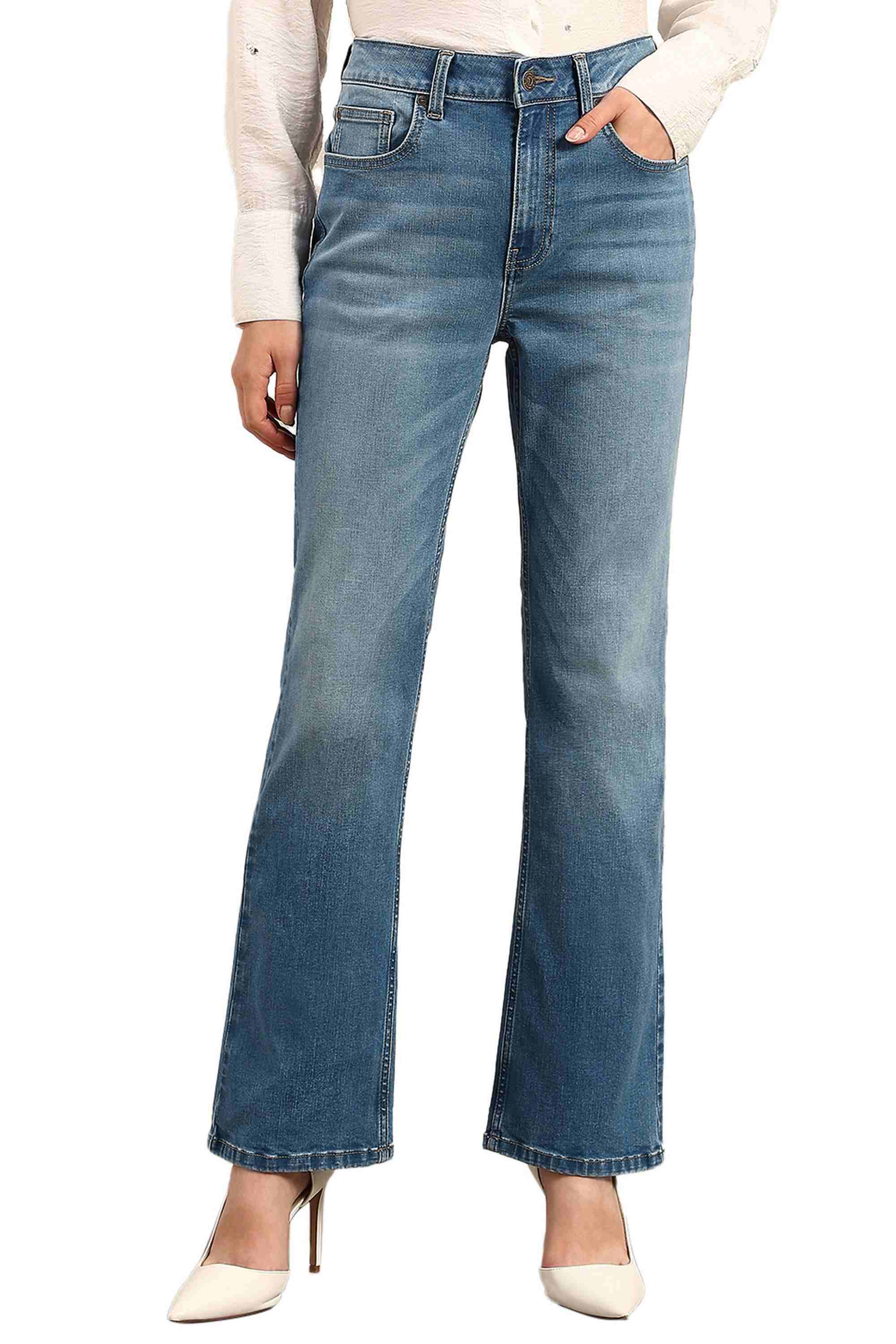 Solid Blended Fabric Regular Fit Women's Jeans