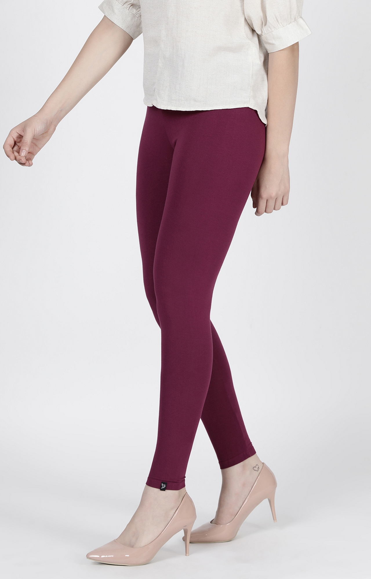 Buy Twin Birds Women Solid Colour Ankle Length Legging with Signature Wide  Waistband - Pink Online - Lulu Hypermarket India