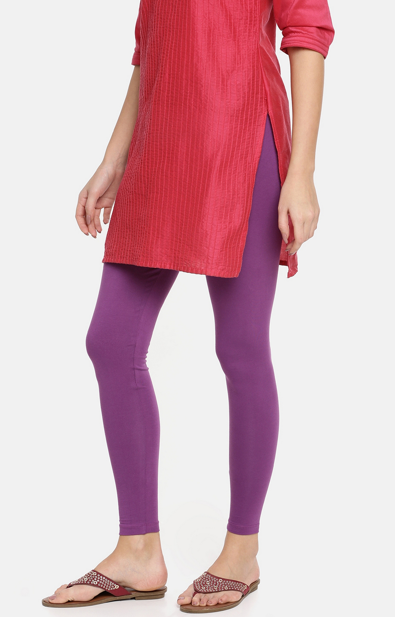 Buy Go Colors Women Solid Off White Ankle Length Leggings - Tall Online