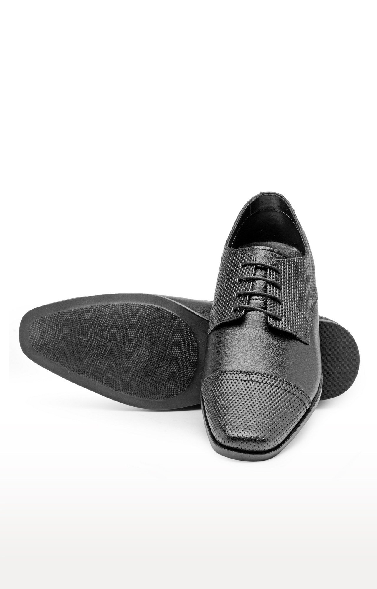 Franco Leone Black Leather Men's Lace Up