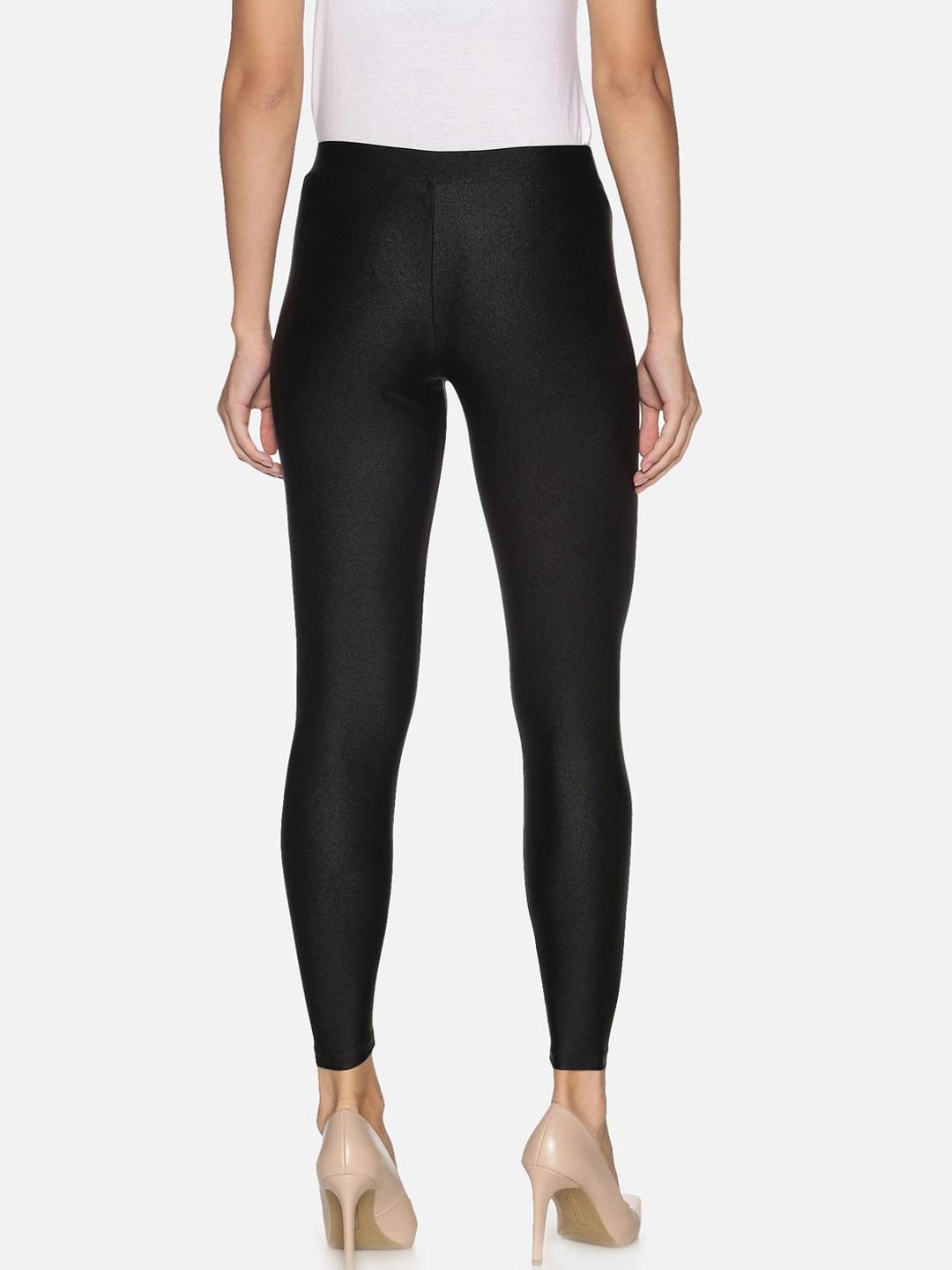 Twin Birds Women Black Solid Shimmer Ankle Length Leggings