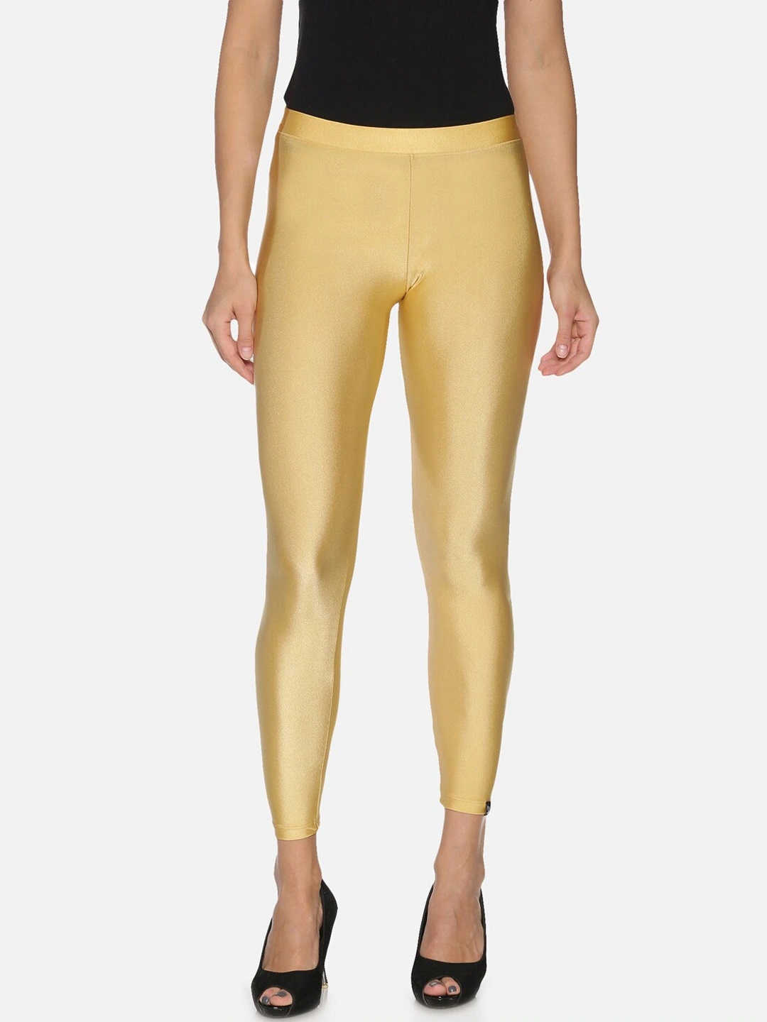 Gold Solid Shimmer Leggings for Women - Buy Gold Solid Shimmer