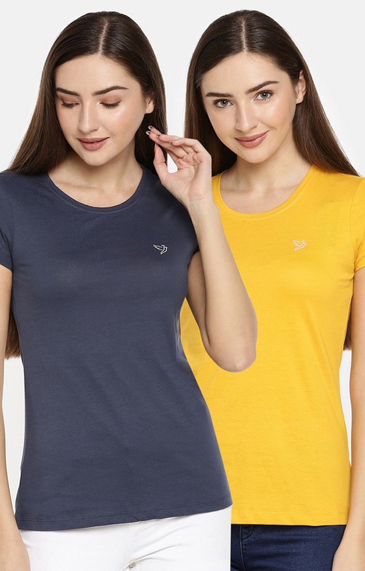 Twin Birds | Yellow and Blue Solid T-Shirts (Combo Pack) 0