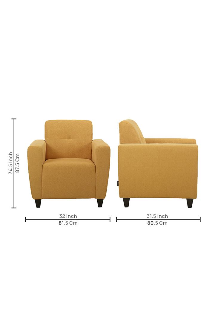 neudot Elegance Sofa for Living Room |1 Person Sofa|Premium Fabric with Cushioned Armrest | Solid Wood Frame|1 Seater in Husky Yellow Color