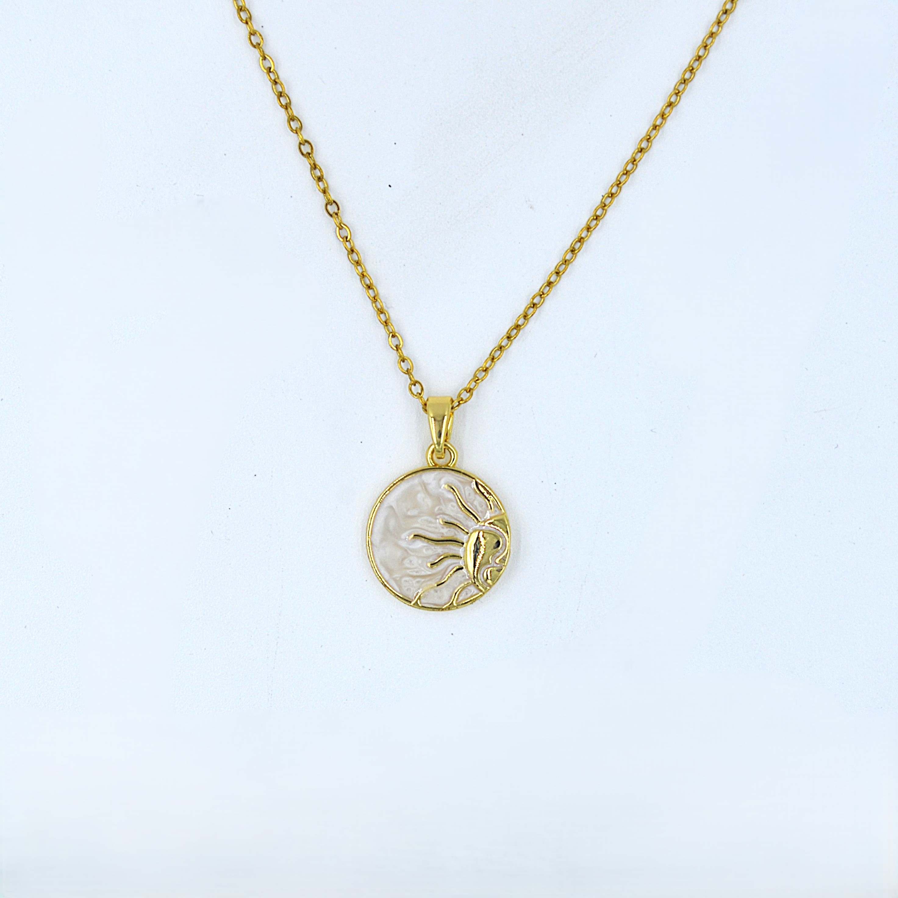 The Nila Gold Plated Sun Pendant with Chain