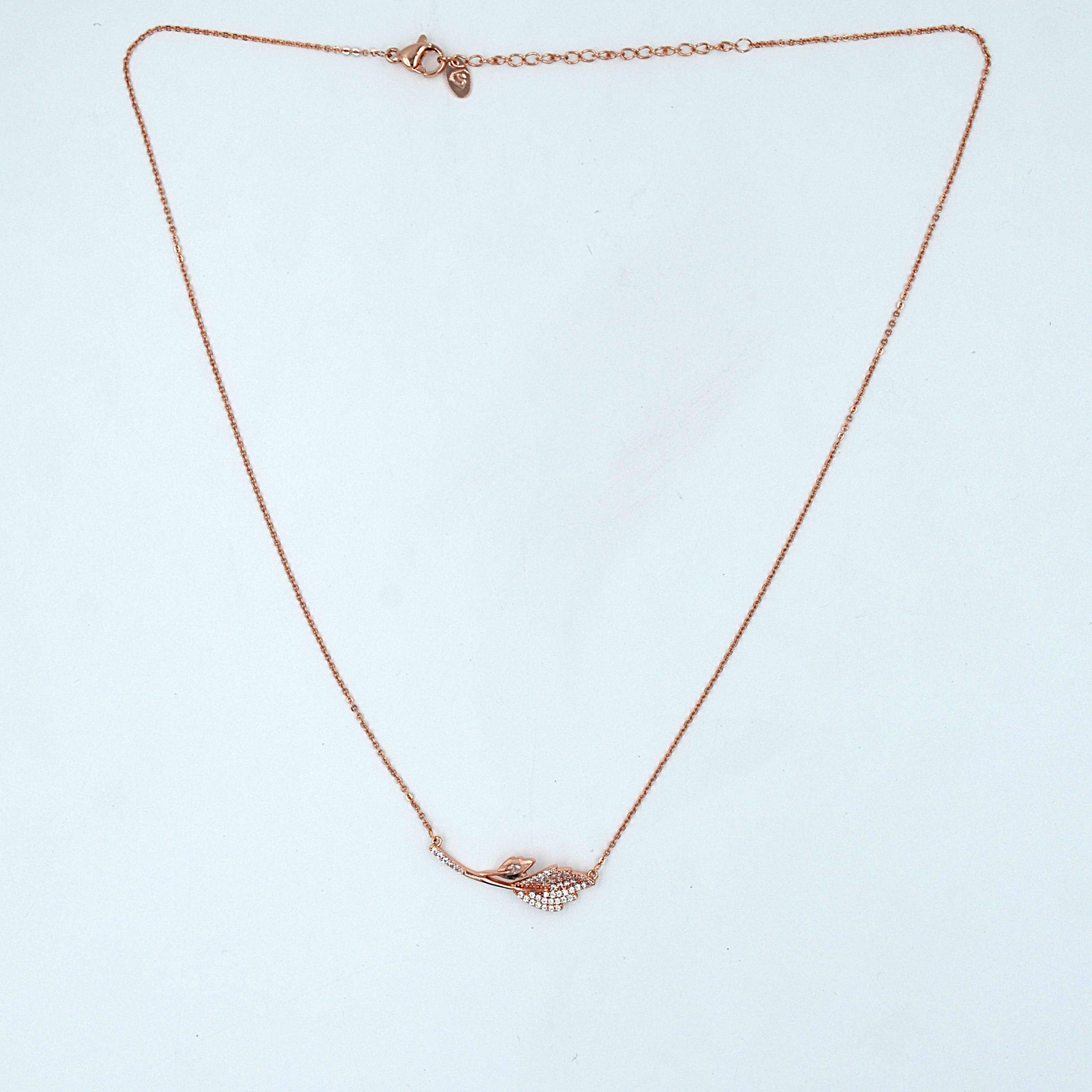 The Nila Rose Gold Leaf Design Stone Studded Chain